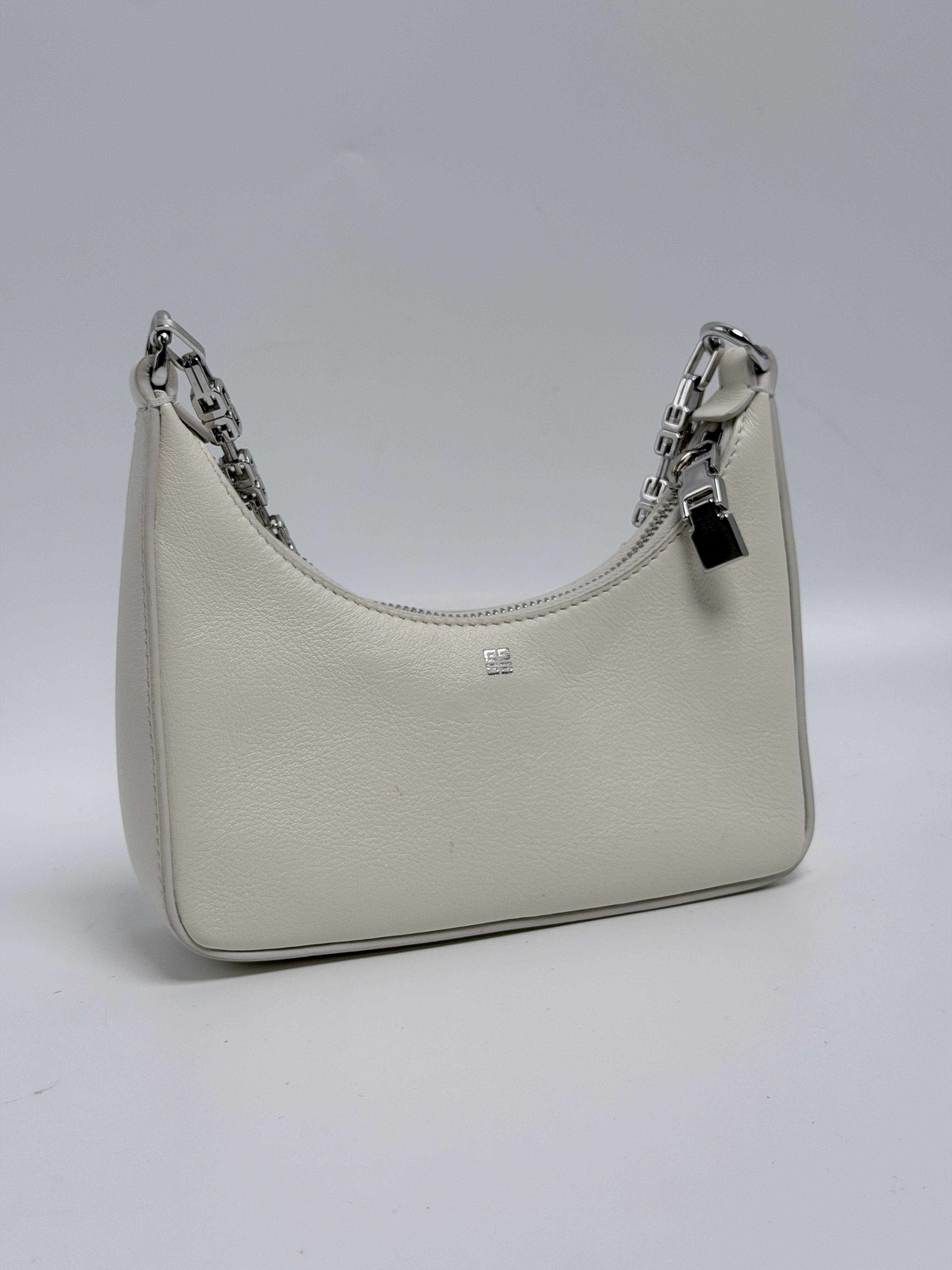 Pre-owned GIVENCHY Leather Crossbody Bags Small Moon Cut Out Hobo Bag Crossbody Shoulder Handbag Ivory JD432GV