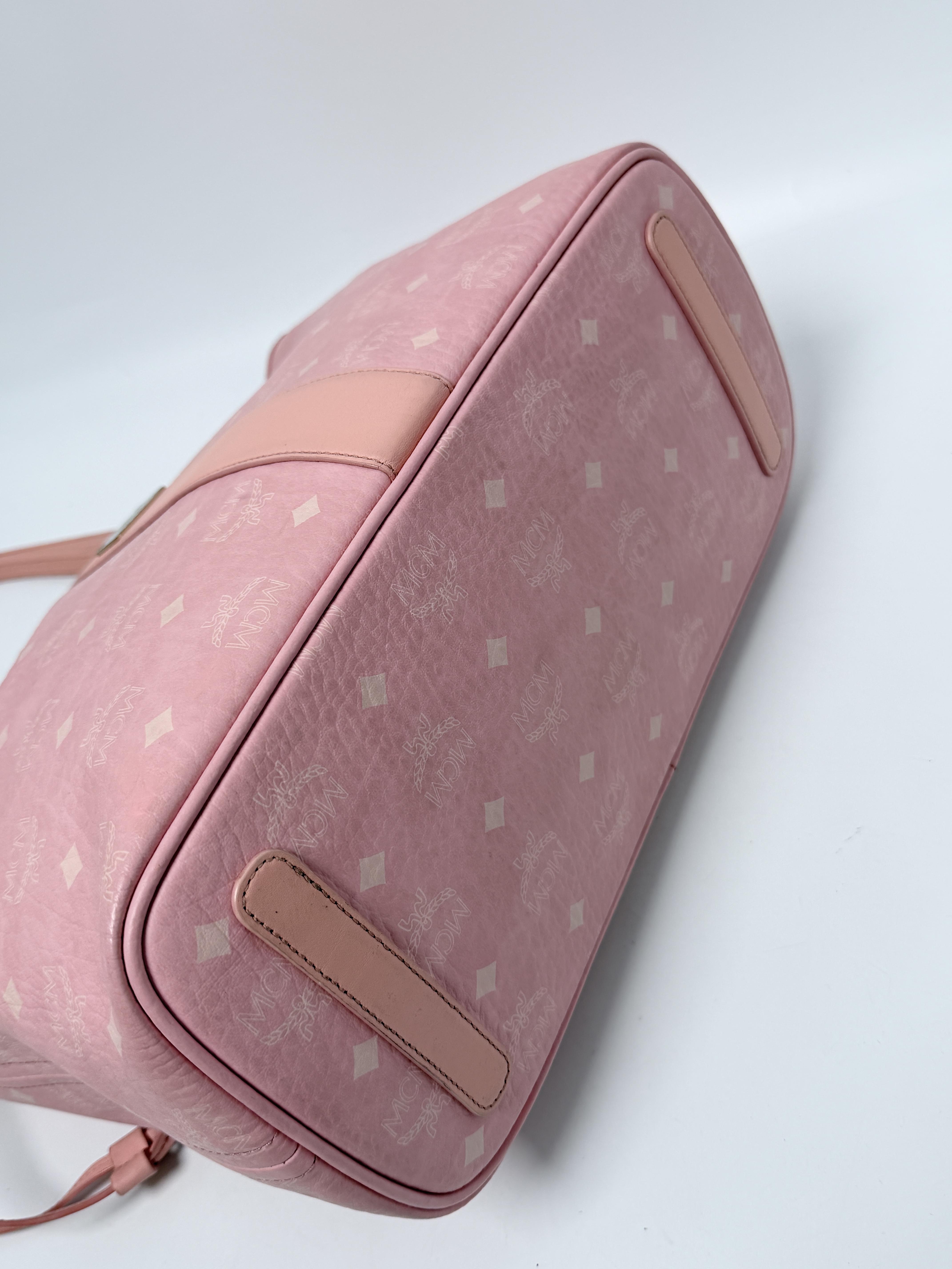 Soft Pink Visetos Canvas Liz Medium Shopper Tote Bag with Pouch JD1200MCM