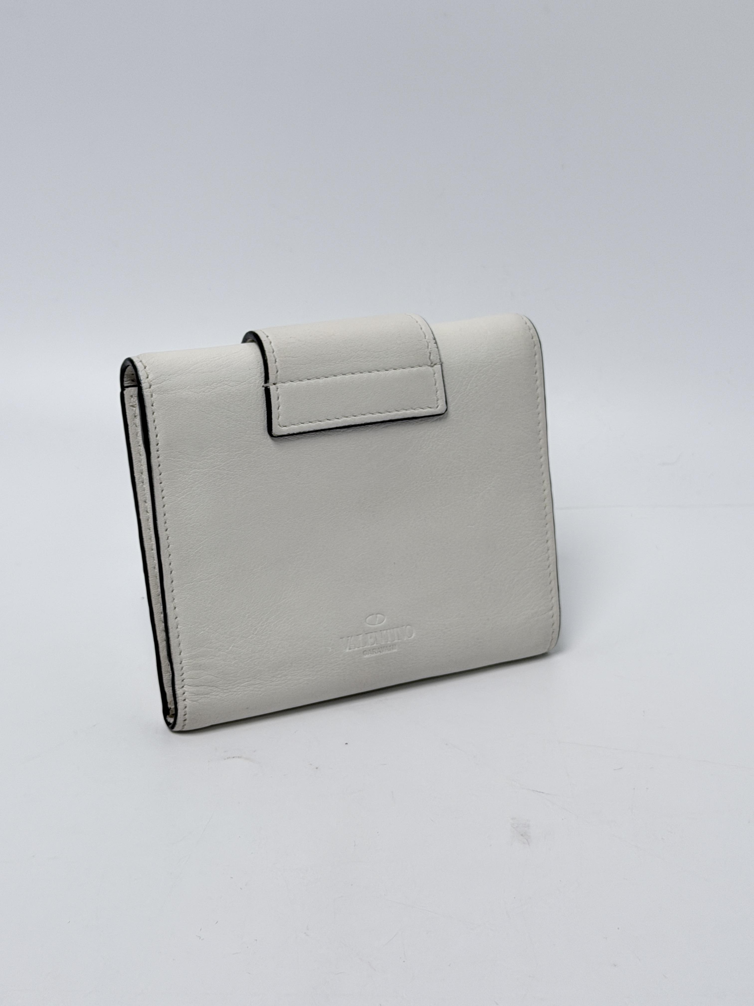 Garavani Histoire Braided Trifold Compact Wallet White JD1599VL