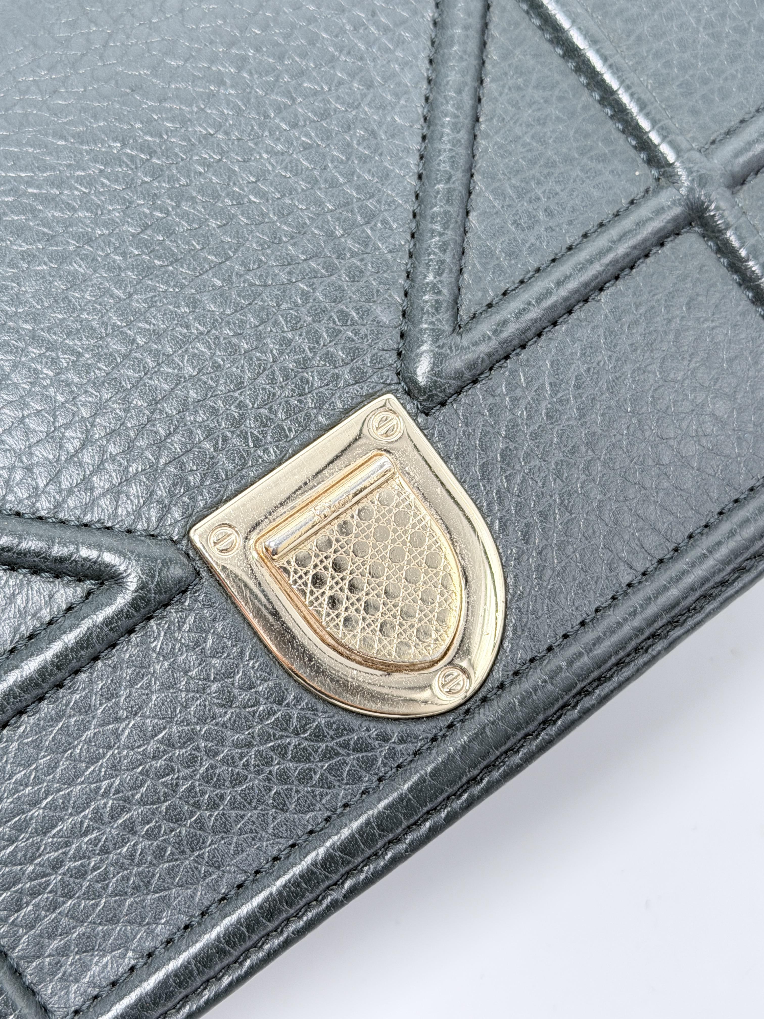 Christian Diorama Wallet on Chain Black Grained Crossbody WOC JD1302DR