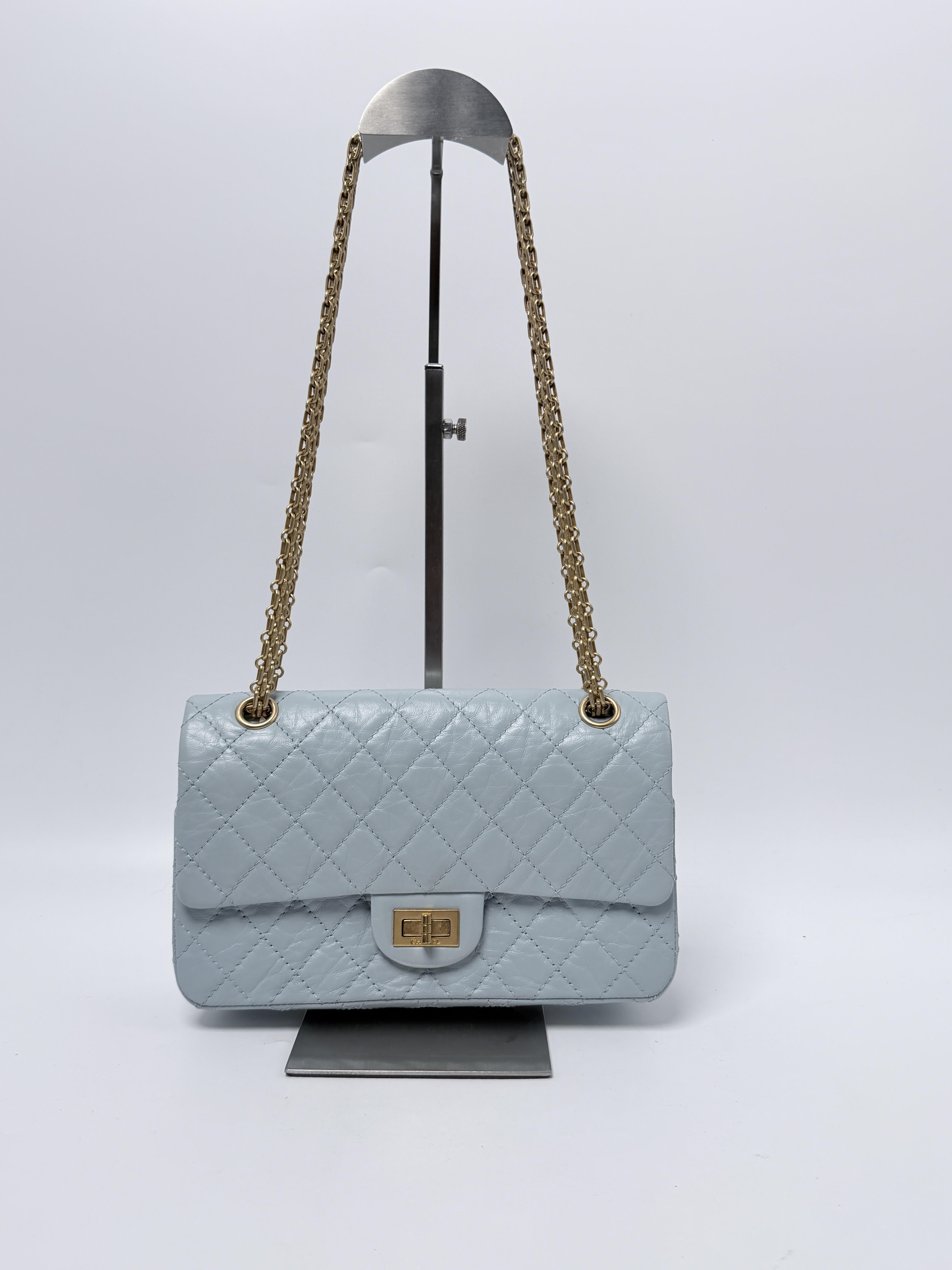 2.55 Reissue Double Flap Bag Light Blue Aged Calfskin HB006CC