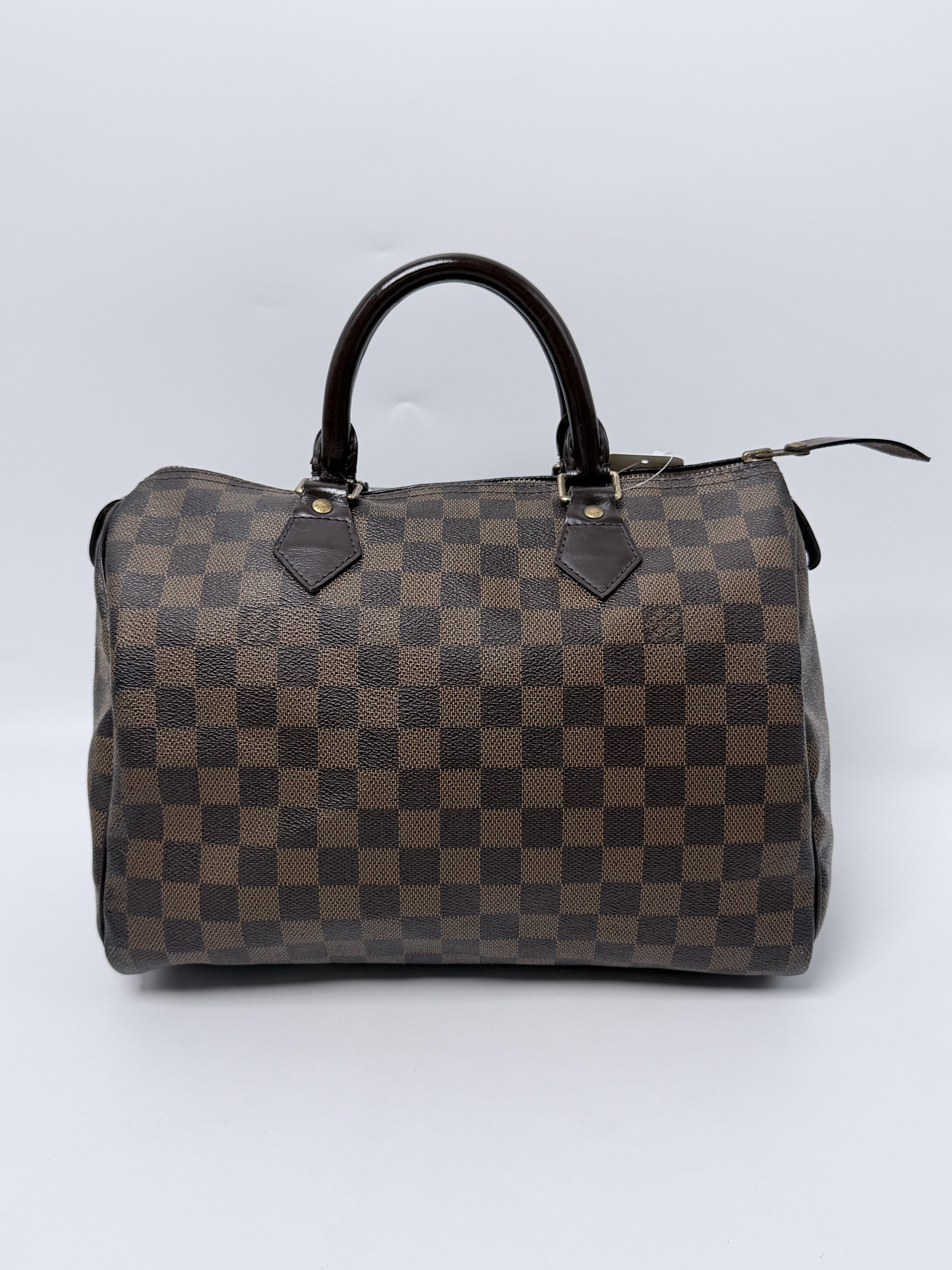 Speedy 30 Damier Ebene Top Handle Handbag Shoulder Bag FJ031LV
