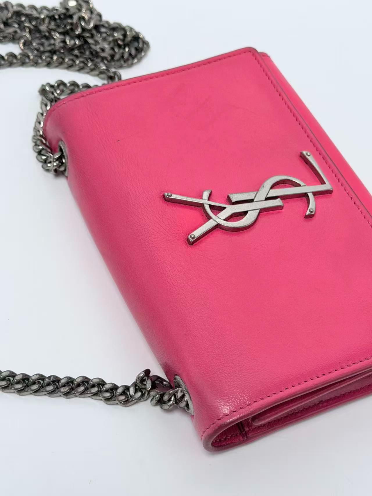 Saint Laurent Fuchsia Monogram Kate Small Crossbody Bag Shoulder Handbag FJ007YS