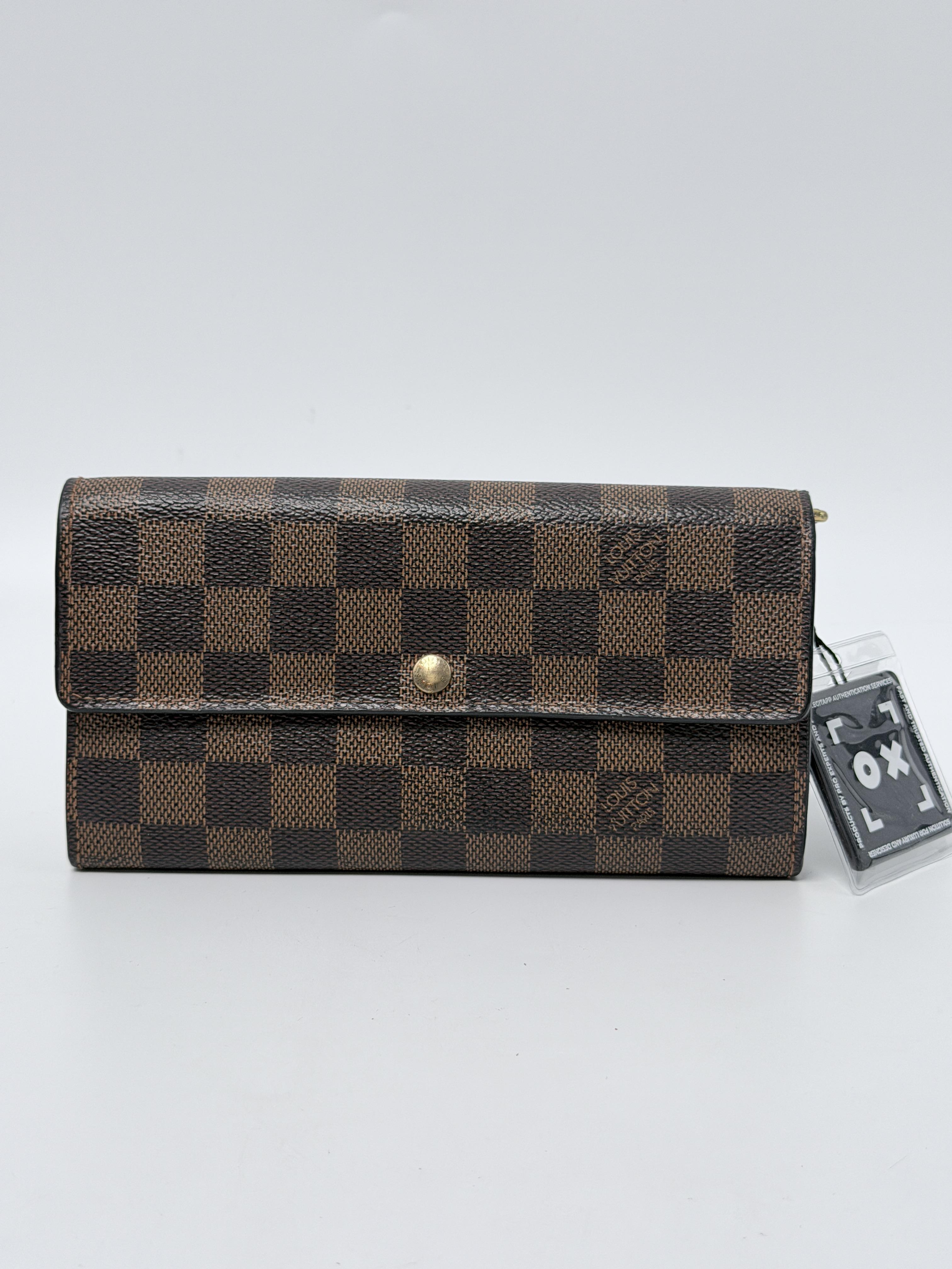 Sarah Wallet Damier Ebene Brown Bifold Long Purse JD1303LV