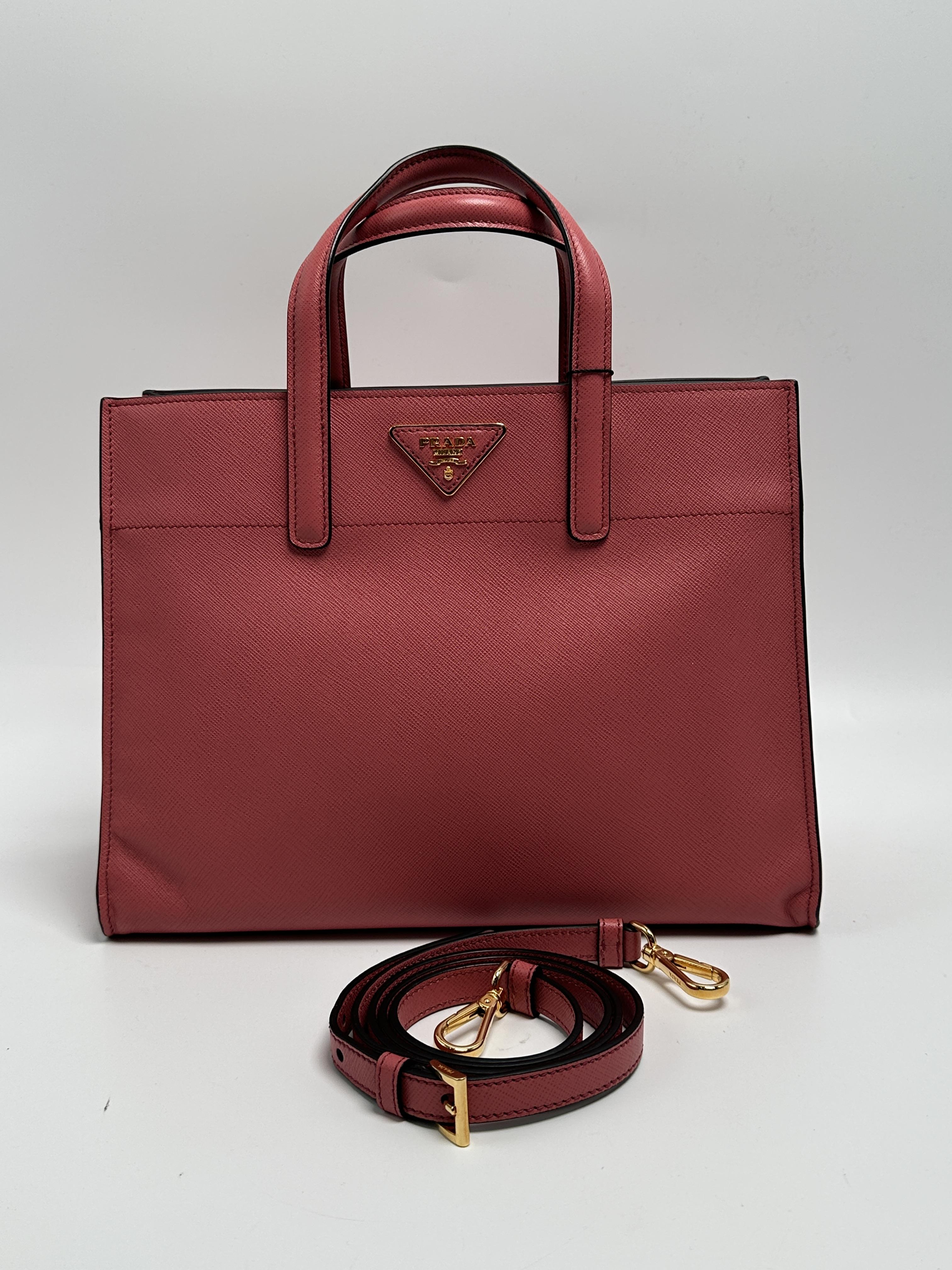 Saffiano Lux Tote Bag – Pink Top Handle Tote SH399PR