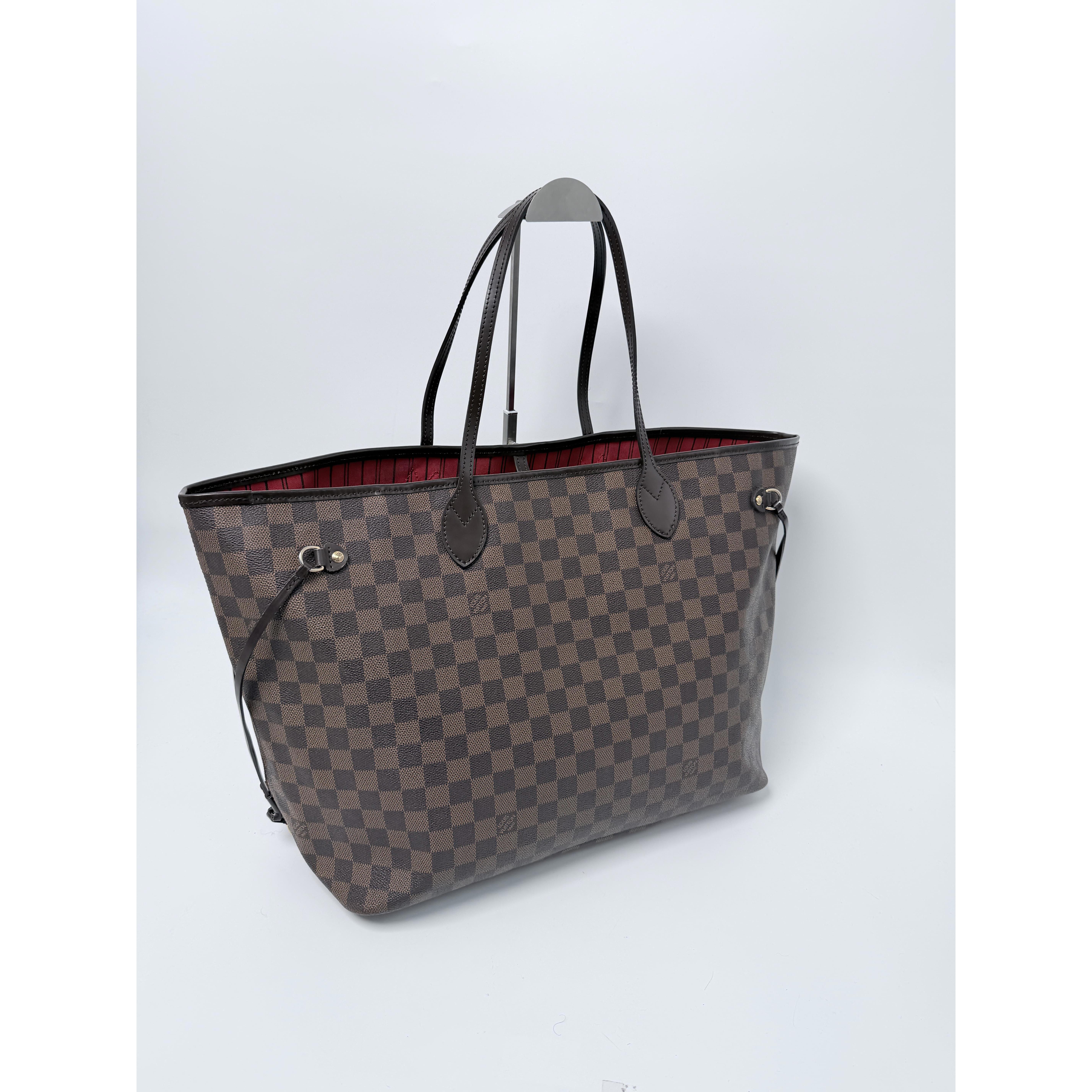 Pre-owned Louis Vuitton Canvas Tote Bags Damier Ebene Neverfull GM Shopper Tote Bag Top Handle Handbag JF02LV