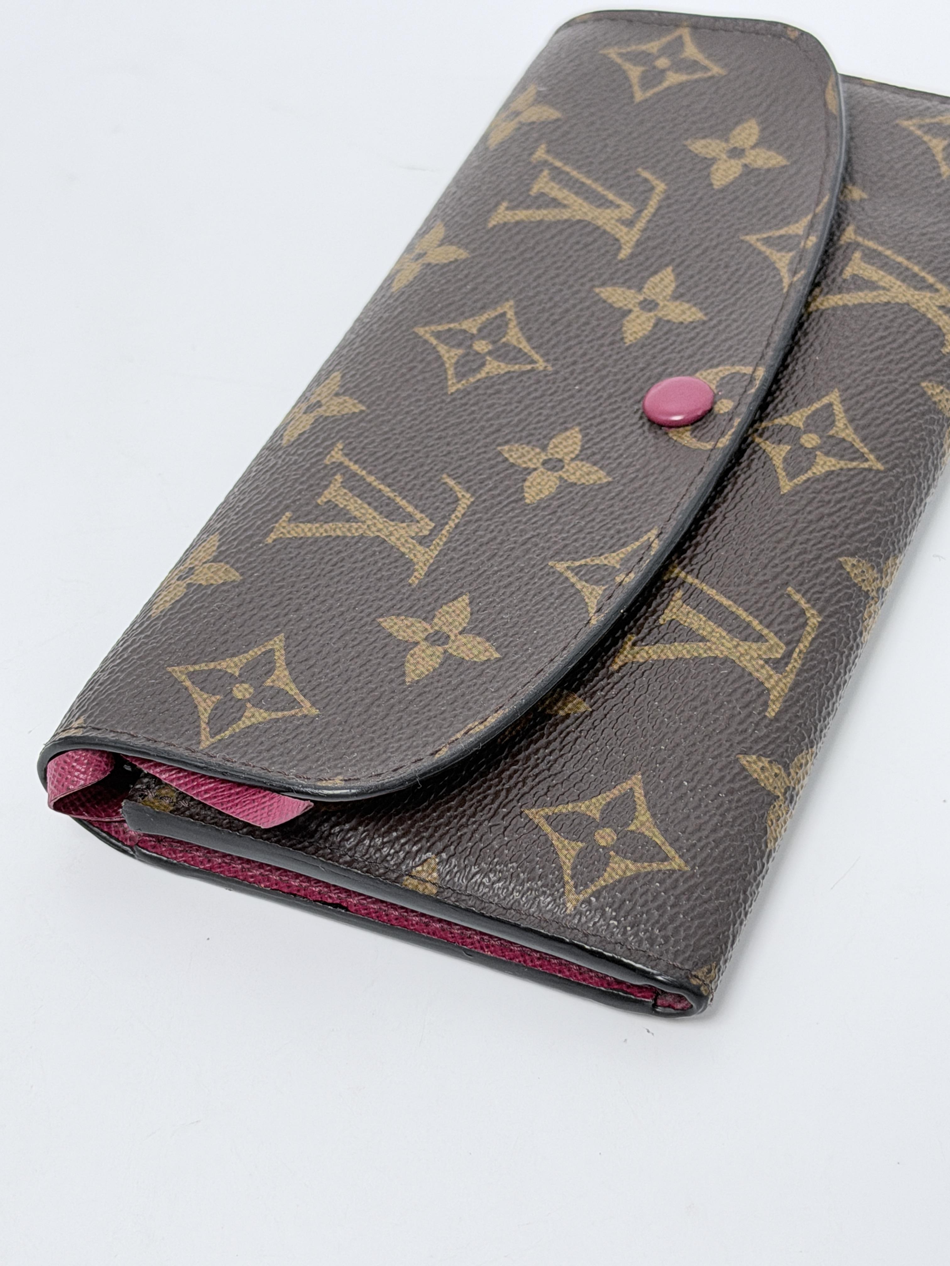 Monogram Emilie Wallet Fuchsia Pink Envelope Long Flap Bag Handbag JD713LV