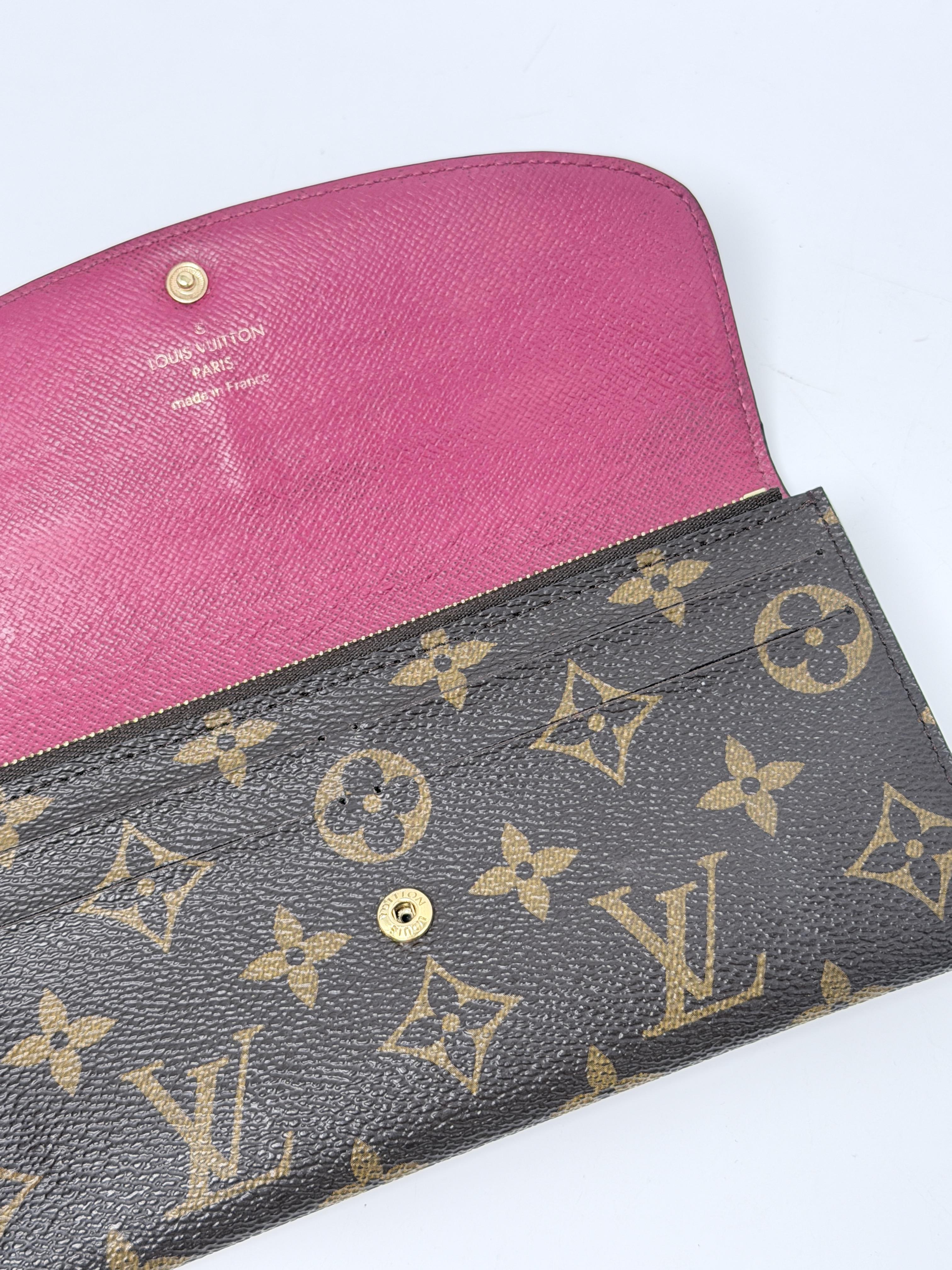 Monogram Emilie Wallet Fuchsia Pink Envelope Long Flap Bag Handbag JD713LV