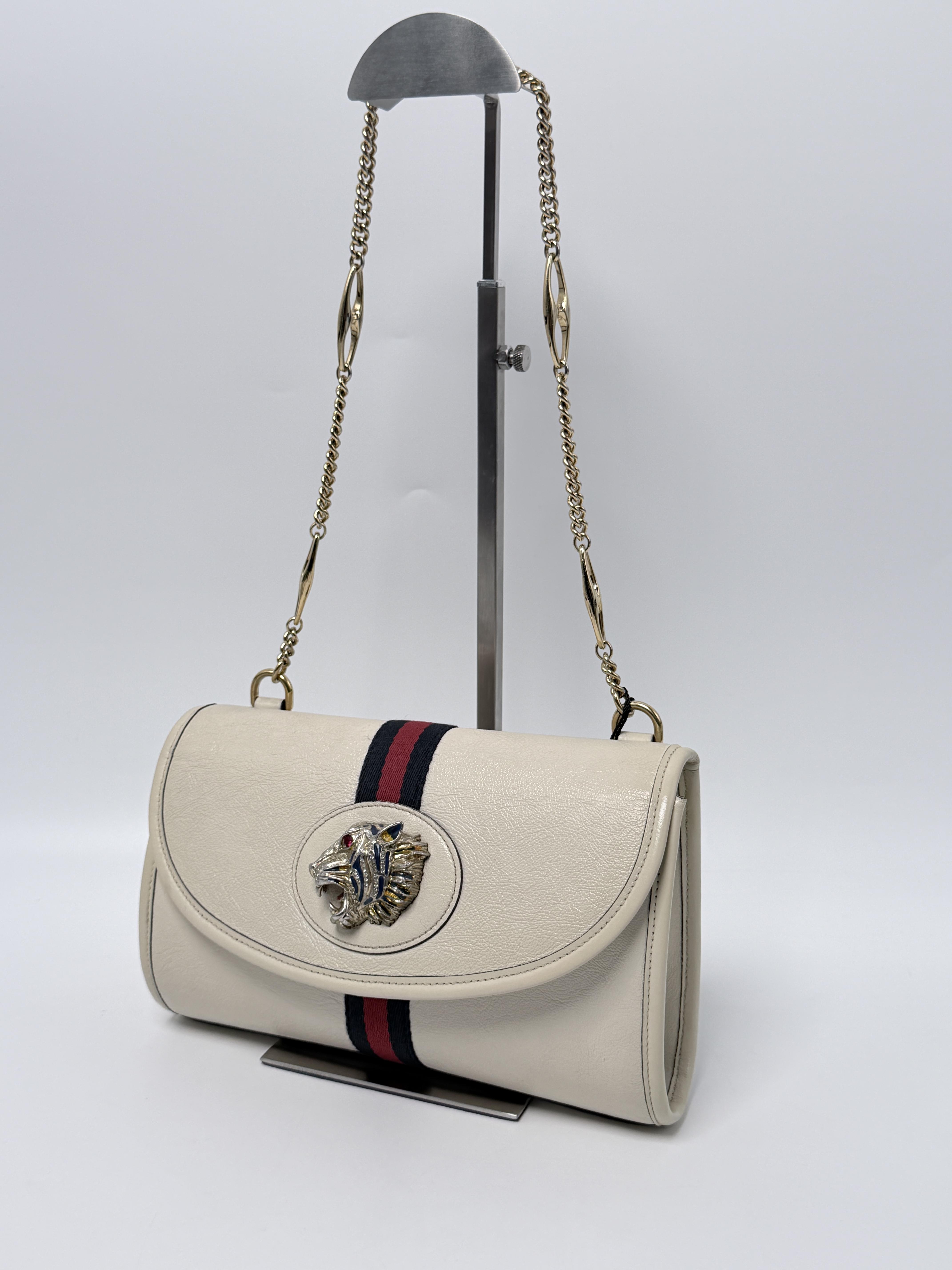 Rajah Small Chain Shoulder Bag White Tiger Web Crossbody JD1364GG
