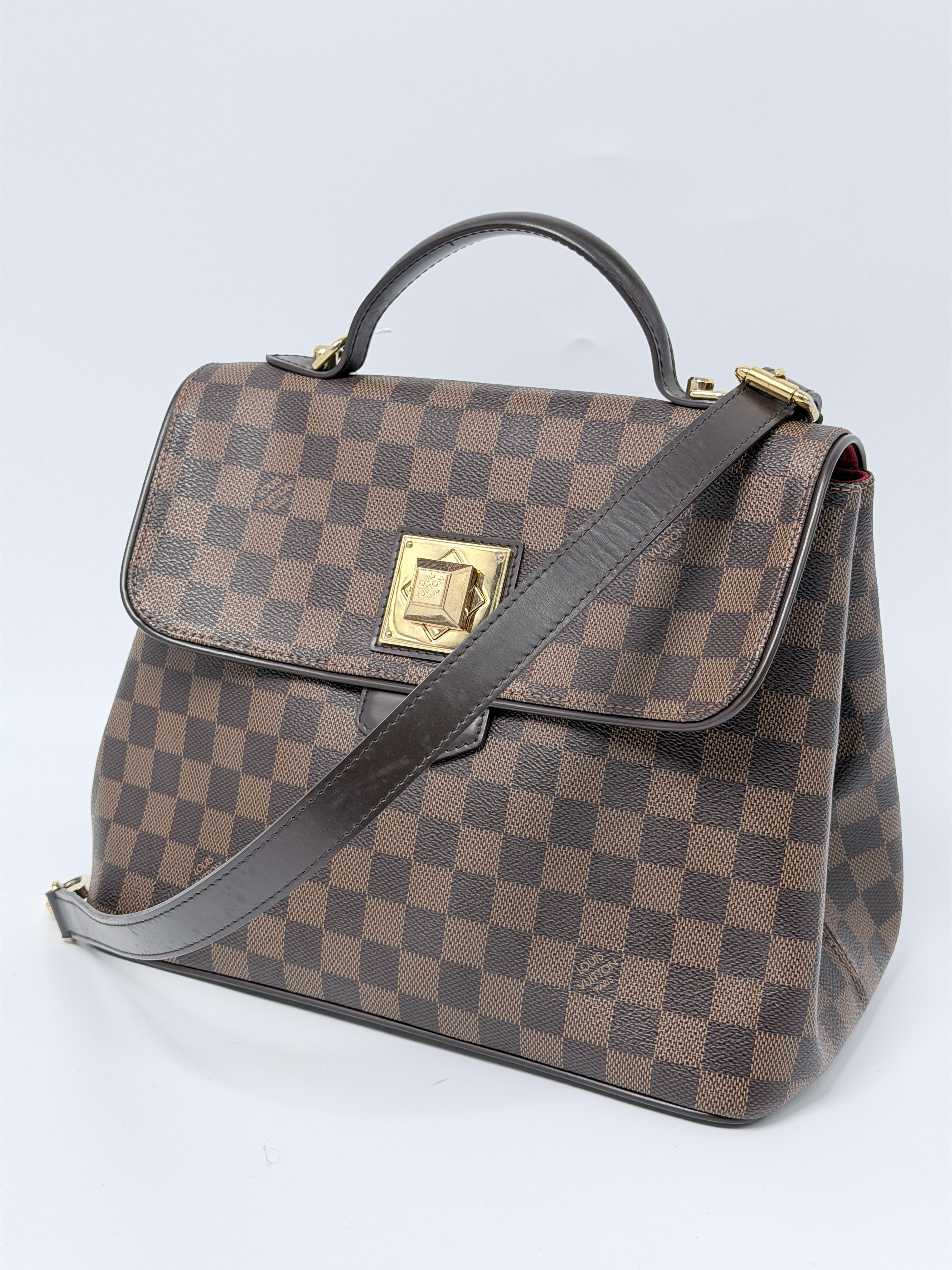 Pre-owned Louis Vuitton Canvas Shoulder Bags Damier Ebene Brown Gold Hardware Top Handle Bag Crossbody Bag JE261LV
