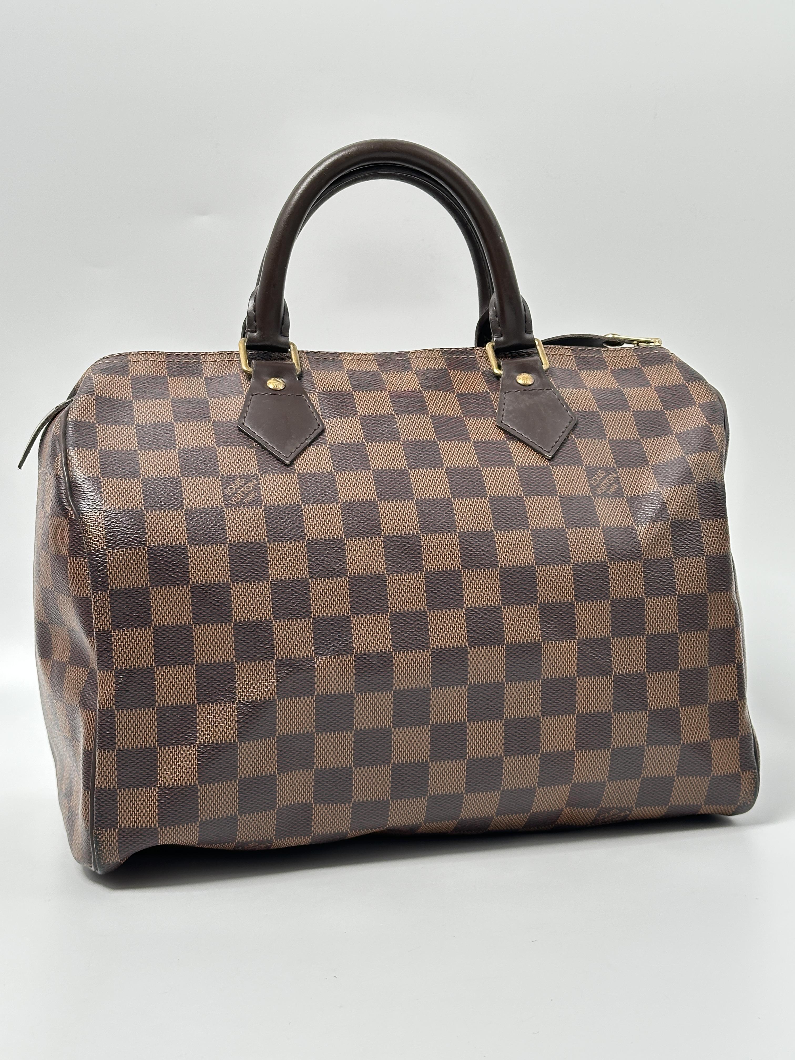 Pre-owned Louis Vuitton Canvas Shoulder Bags Damier Ebene Speedy 30 Top Handle Bag JA1204LV