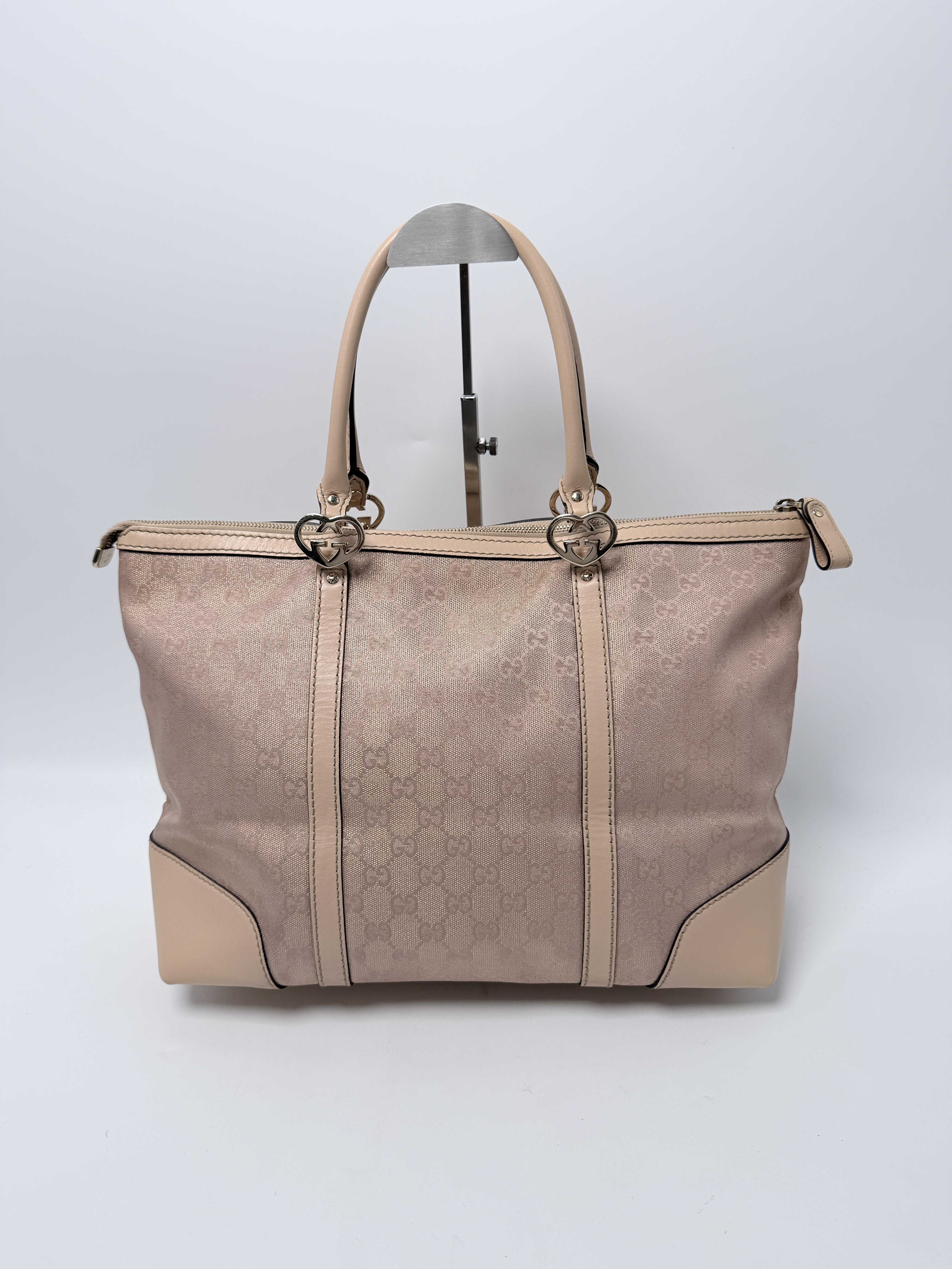 Lovely Heart GG Metallic Tote Bag Pink Gold JD1560GG