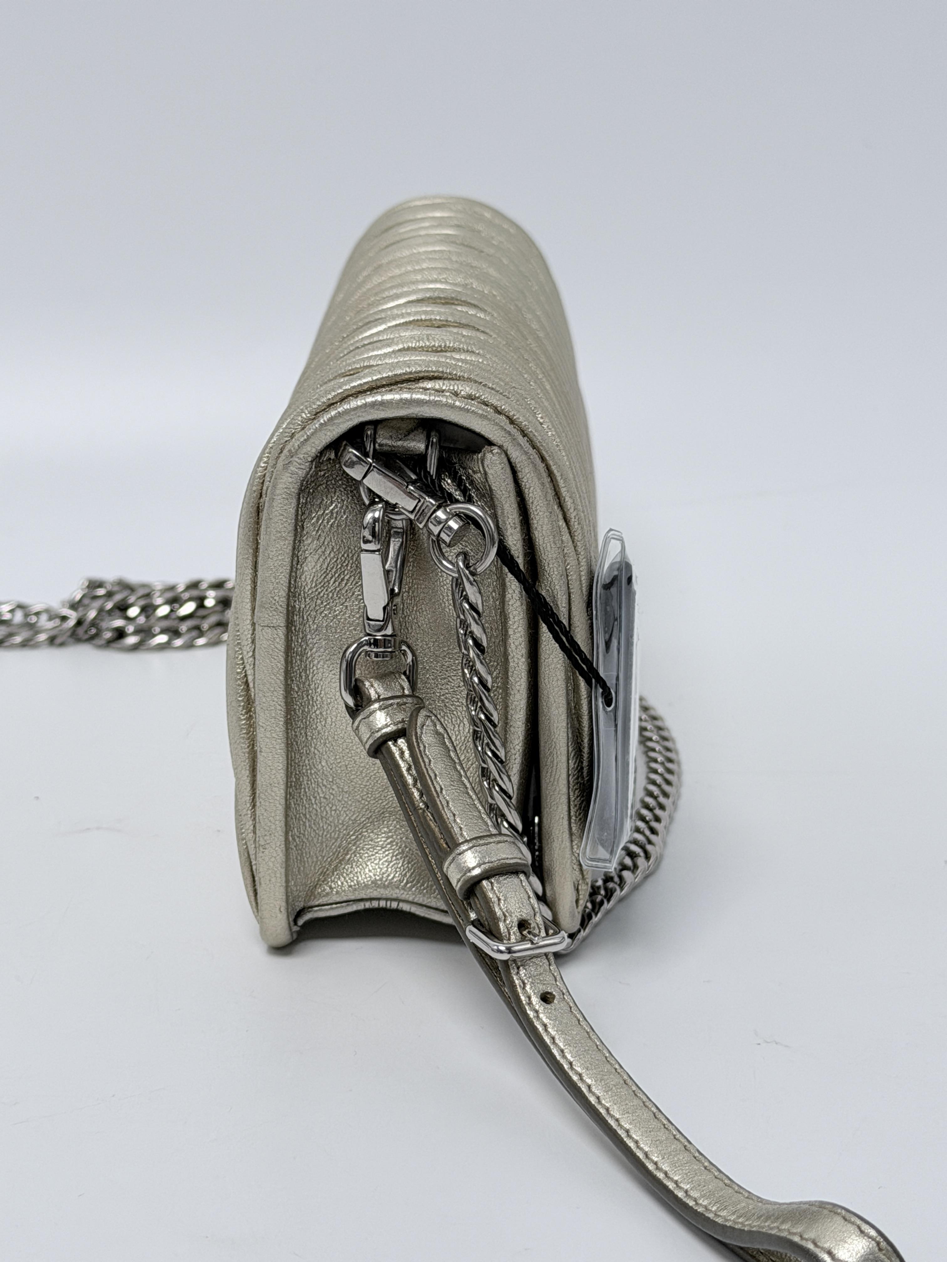 Matelassé Metallic Gold Wallet on Chain Crossbody Flap Handbag JD1543MM
