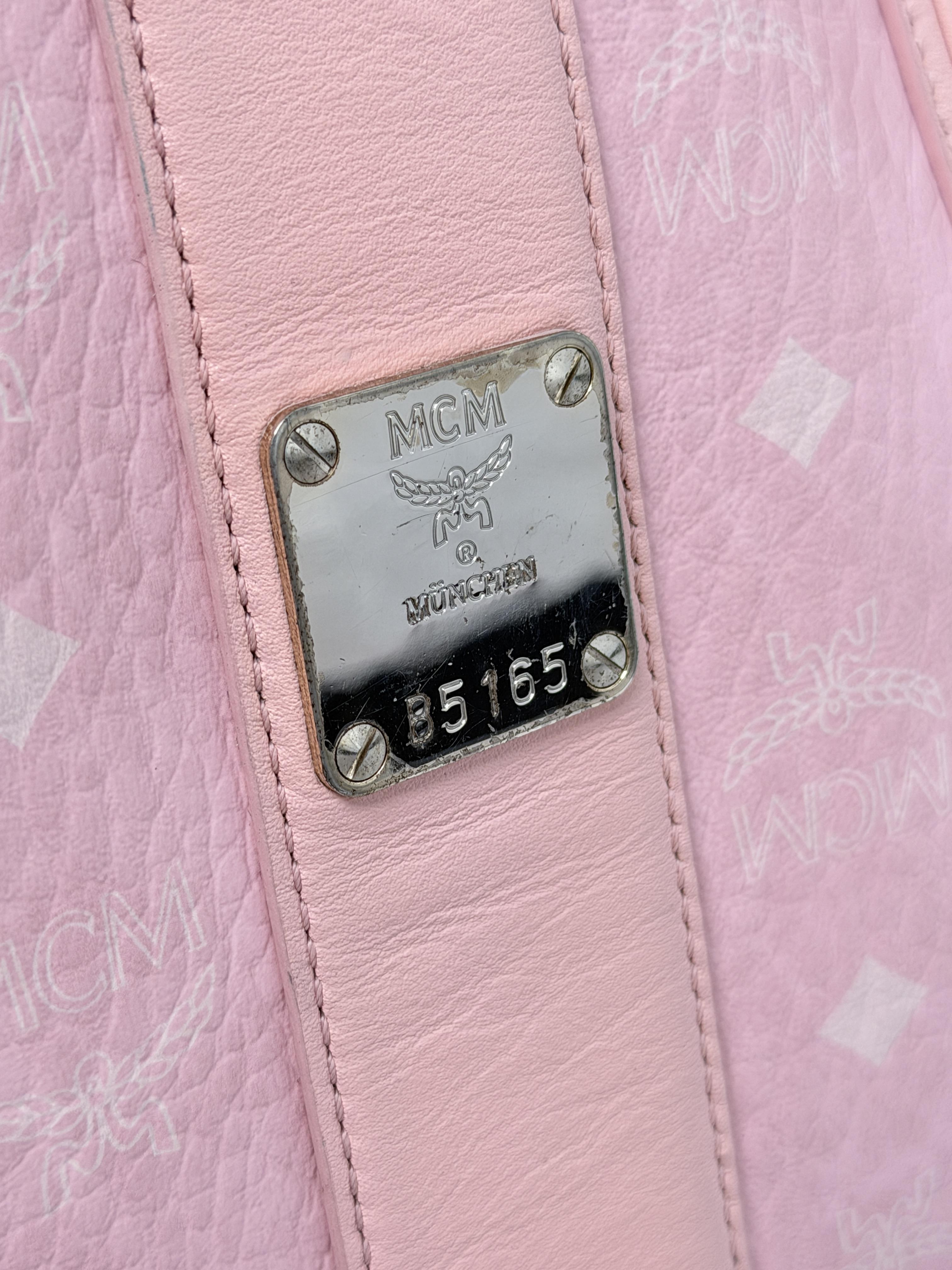 Soft Pink Visetos Canvas Liz Medium Shopper Tote Bag with Pouch JD1200MCM