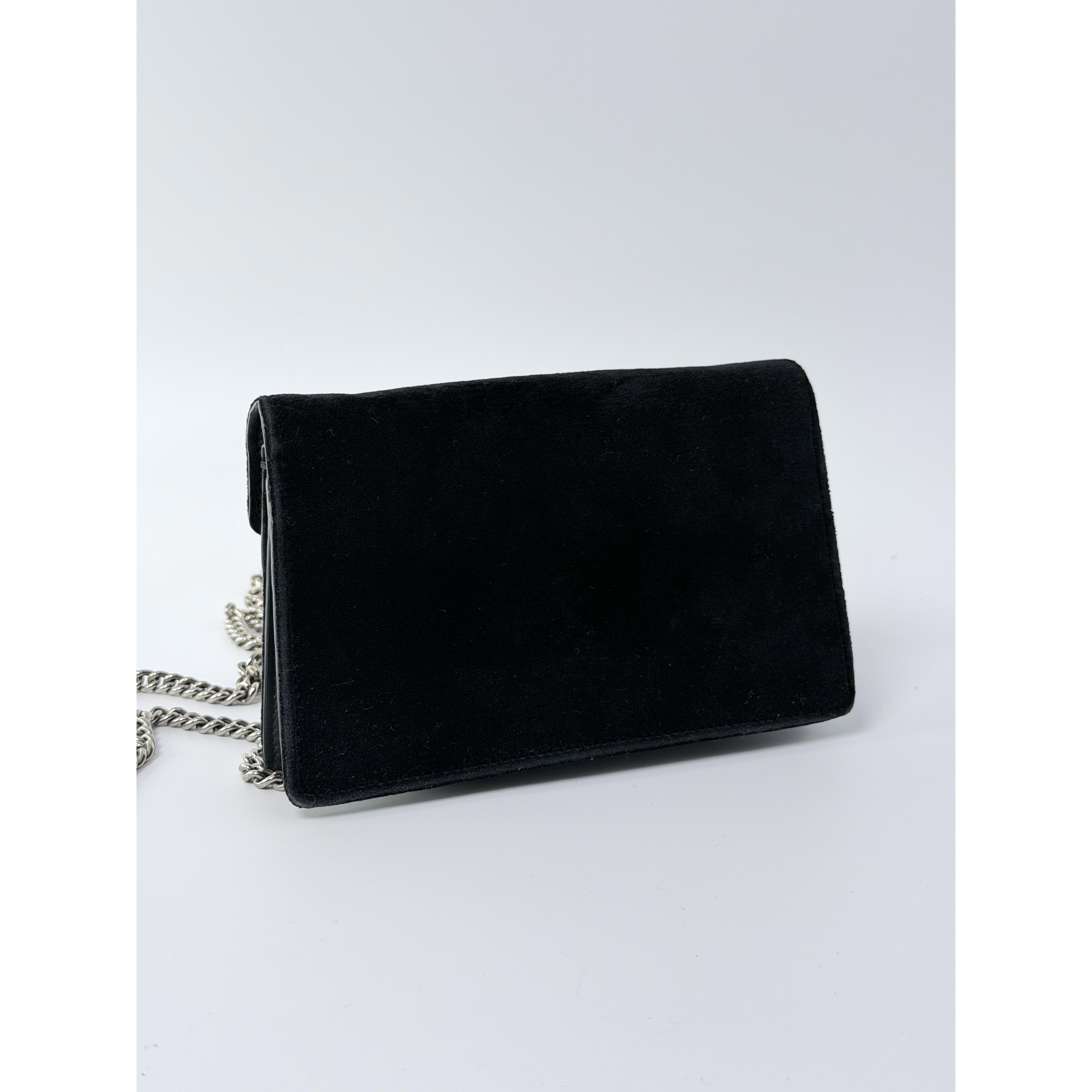 Pre-owned GUCCI Canvas Crossbody Bags Dionysus Suede Super Mini Shoulder Bag Black Chain Crossbody Handbag JD189GG