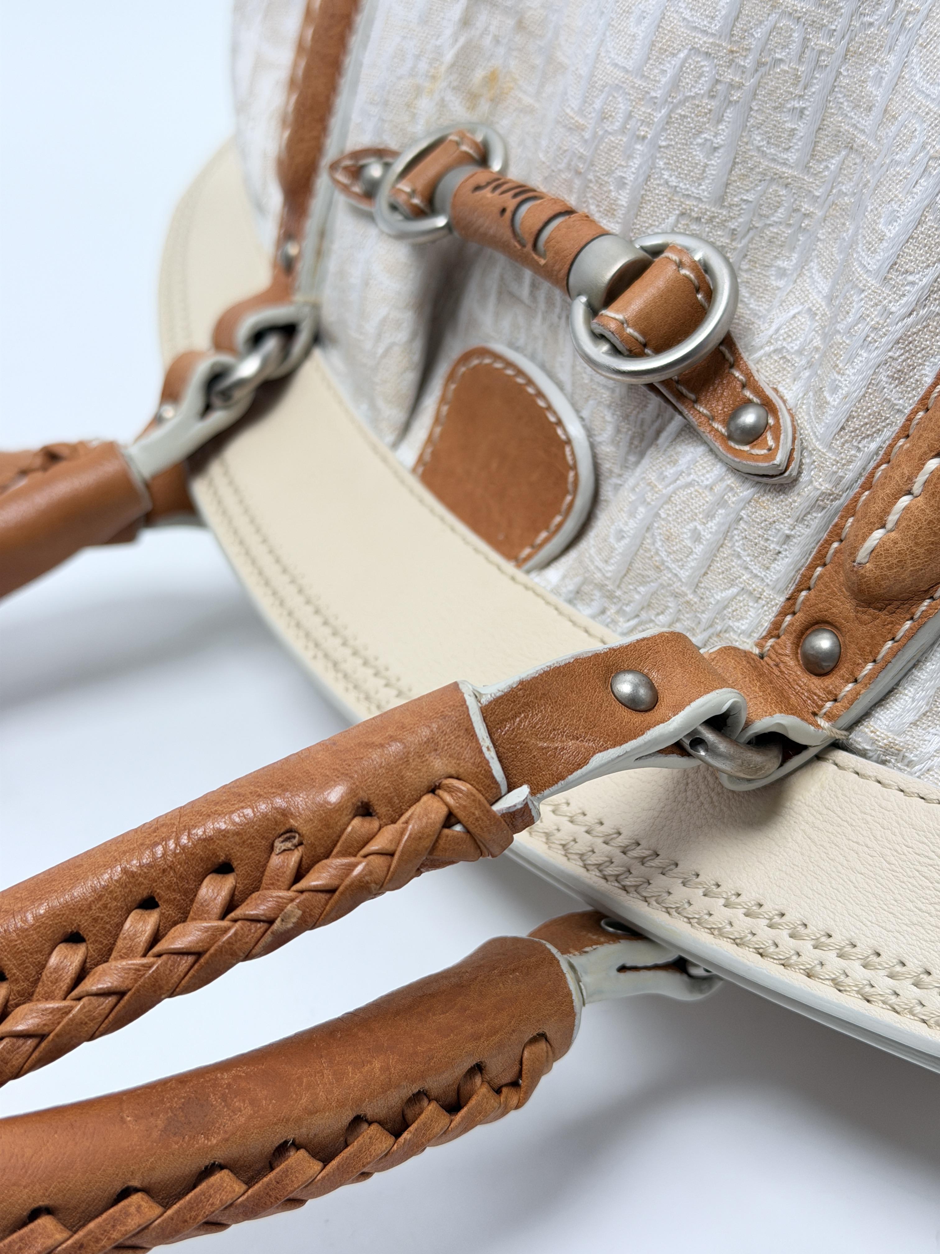 Christian My Diorissimo Frame Satchel Bag Braided Handle Handbag P036CD