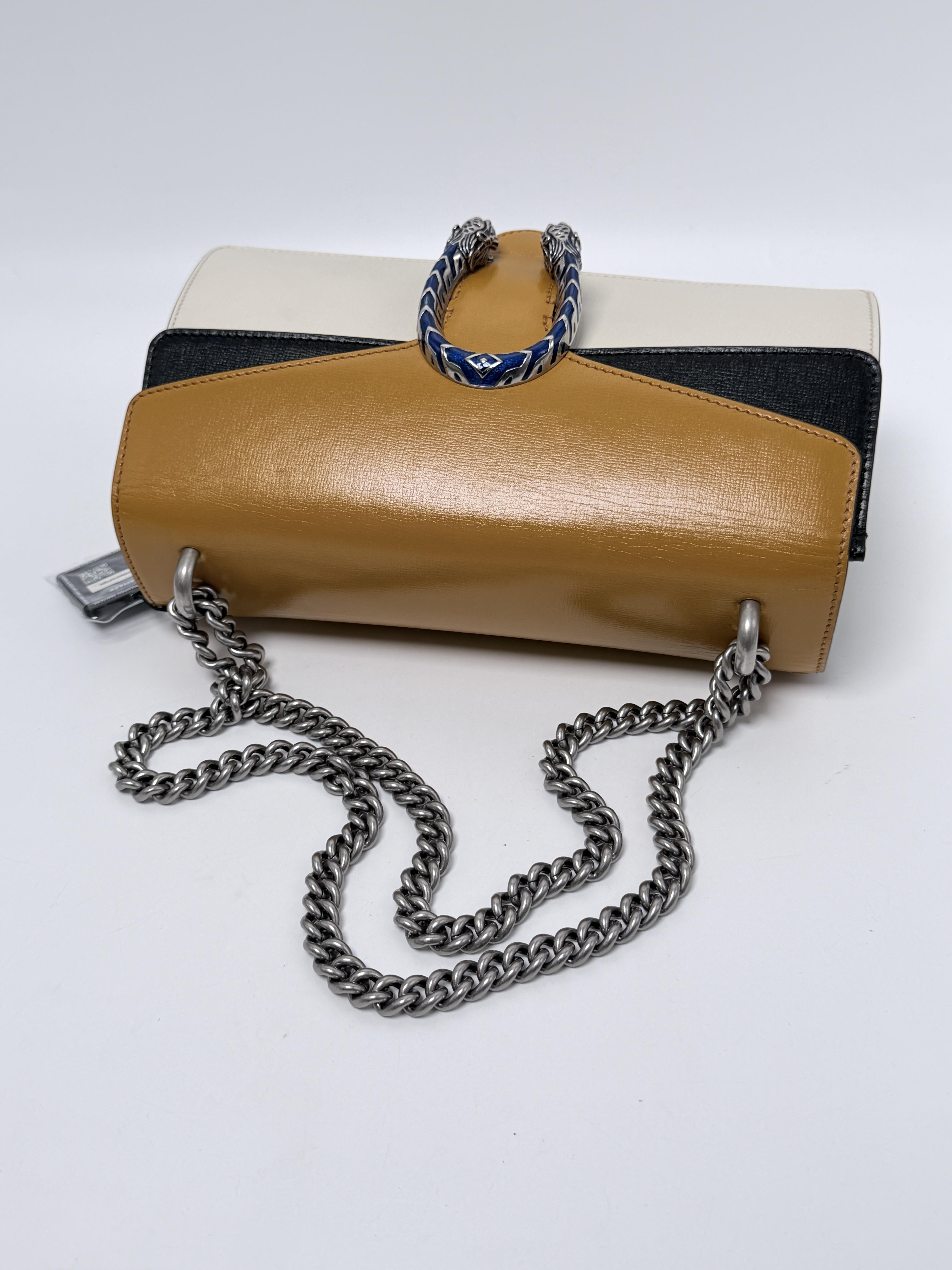 Dionysus Small Tri Color Calfskin Enamel Tiger Shoulder Bag WOC JD1199GG