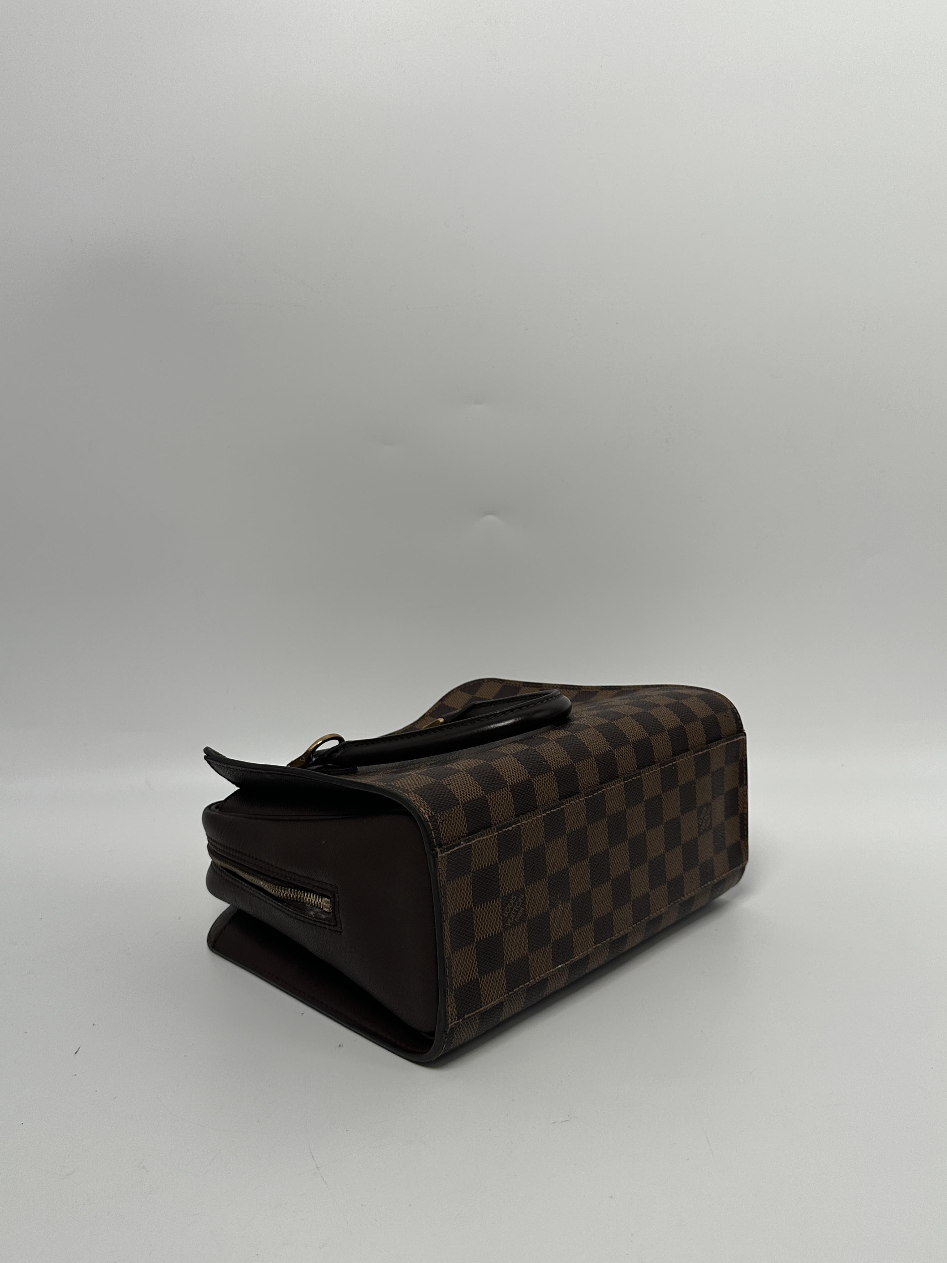 Pre-owned Louis Vuitton Canvas Shoulder Bags Damier Ebene Triana Handle Handbag Doctor Bag Brown JA994LV