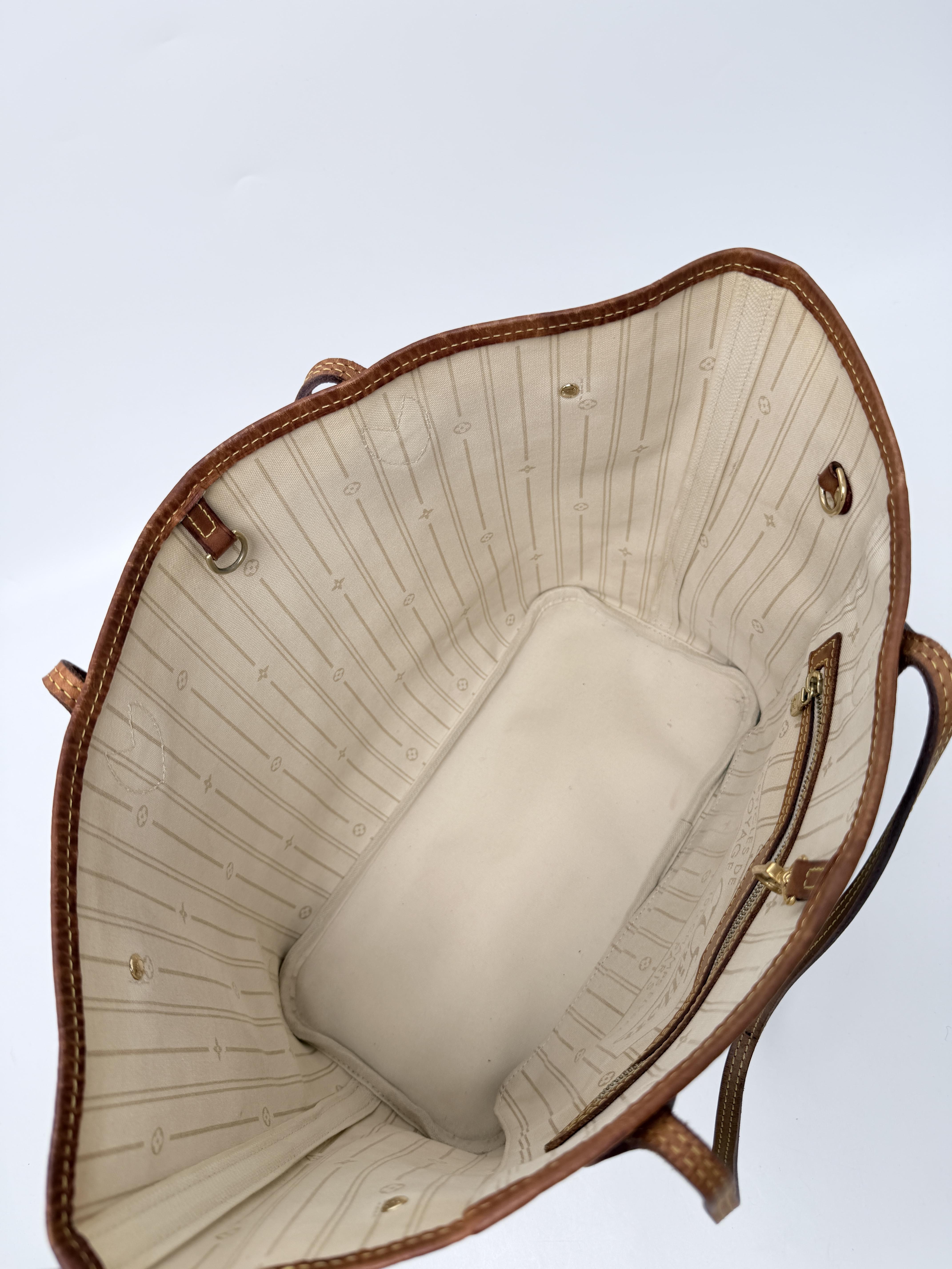 Canvas Neverfull MM Damier Azur Tote Bag Shopper Handbag JE807LV