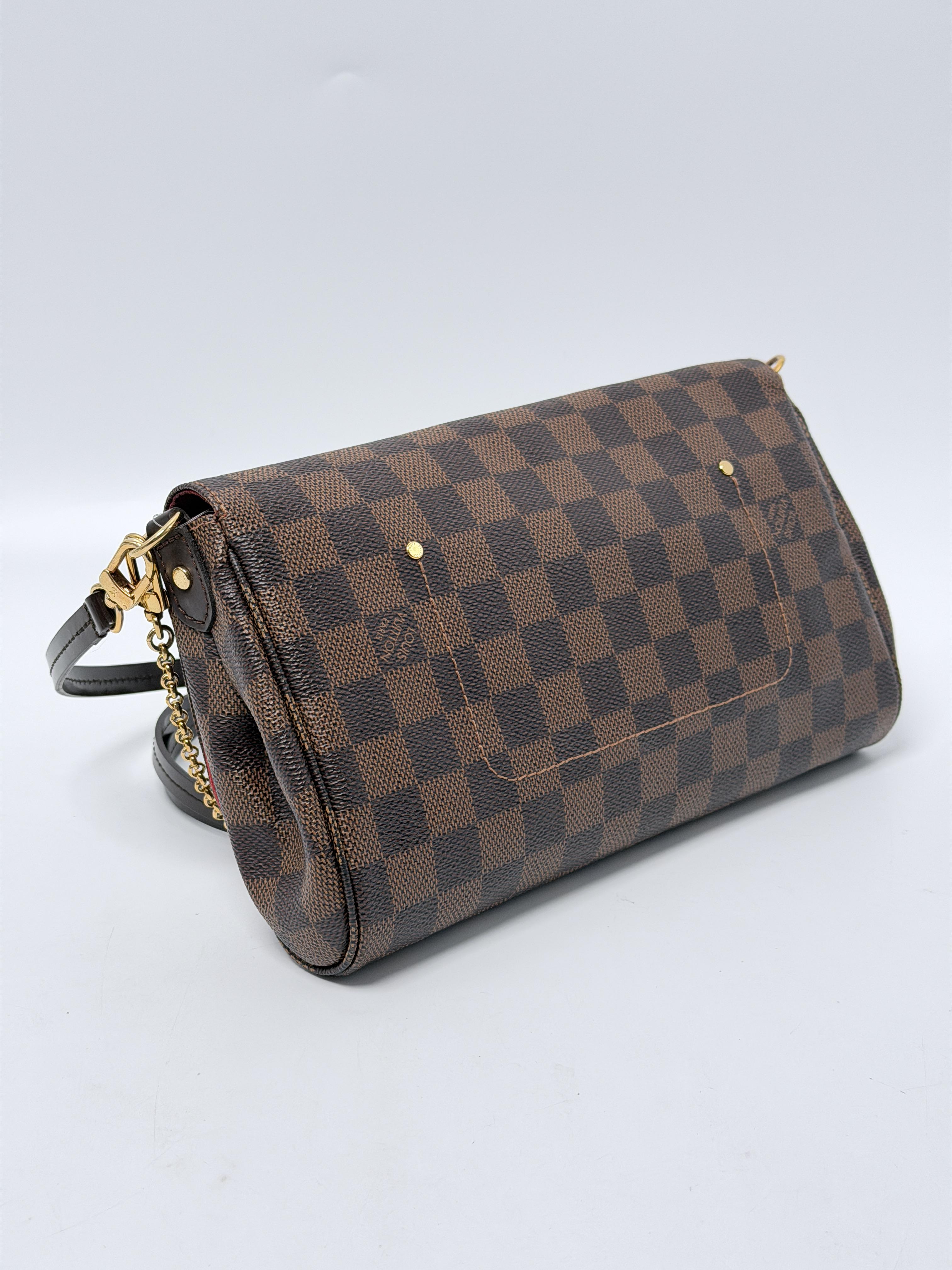 Favorite PM Damier Ebene Chain Crossbody Clutch Bag P073LV