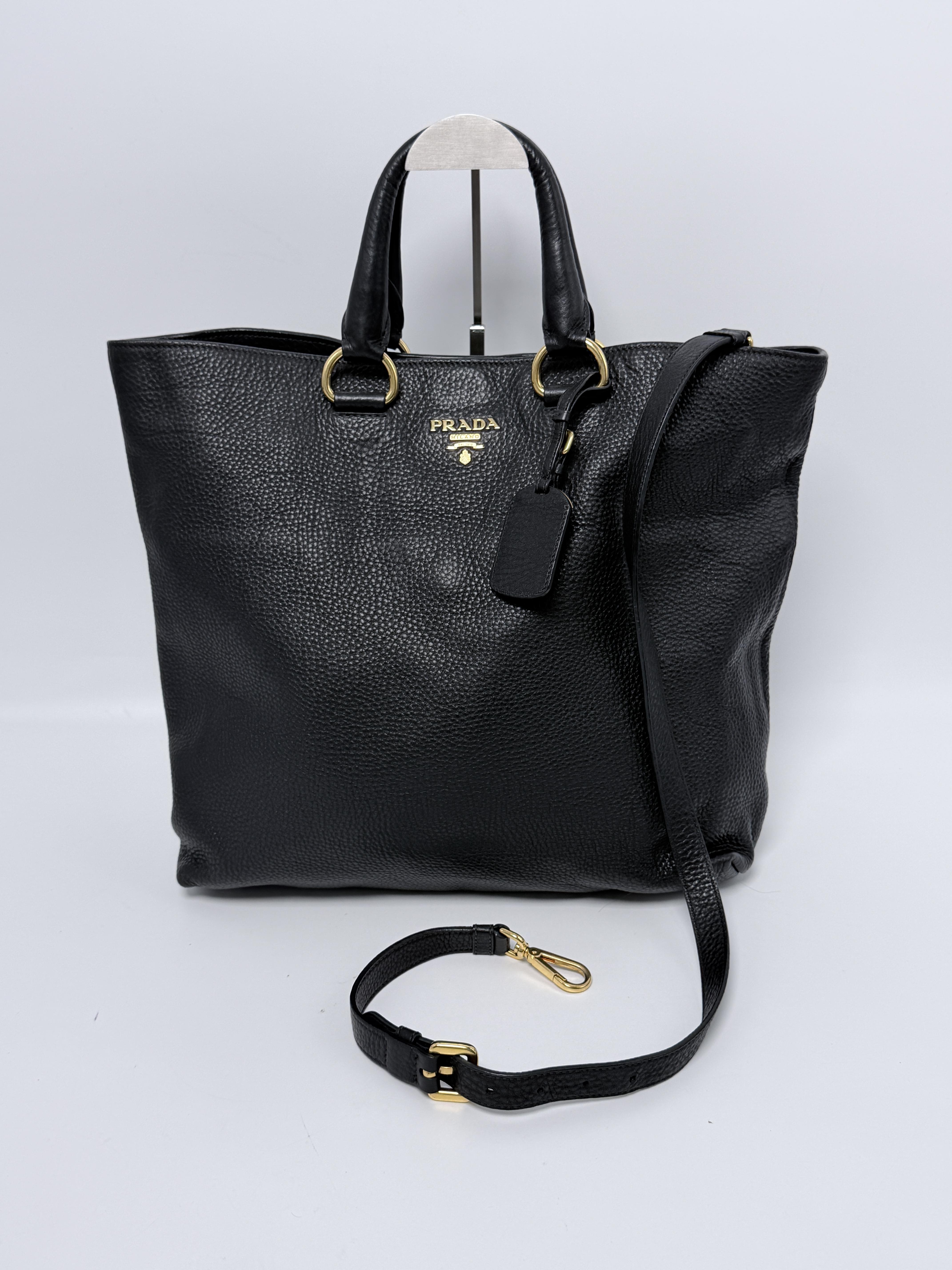 Pre-owned PRADA leather Shoulder Bags Vitello Daino Shopping Tote Bag JE523PD