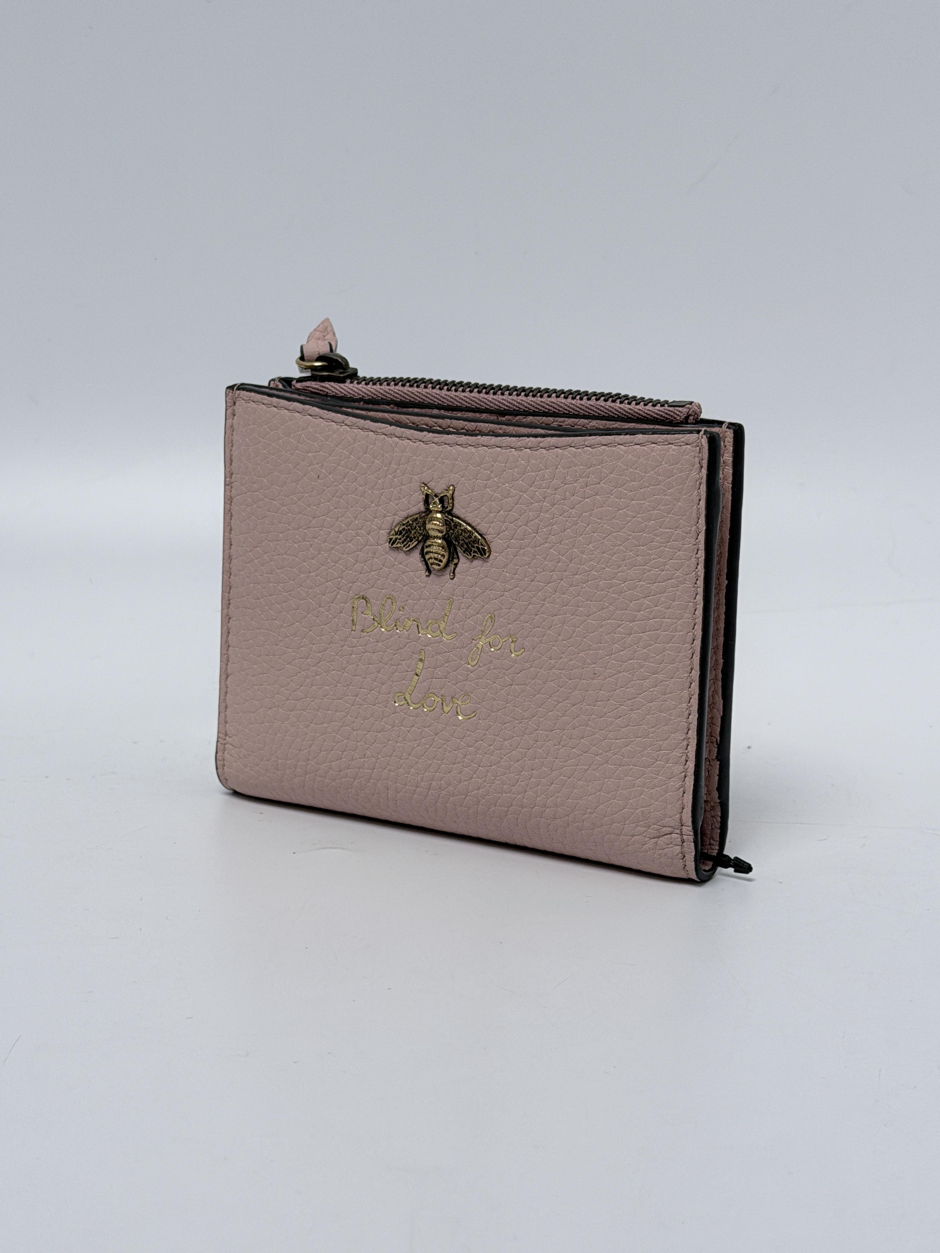 Animalier Blind for Love Pink Bee Bifold Wallet Card Case JD1354GG