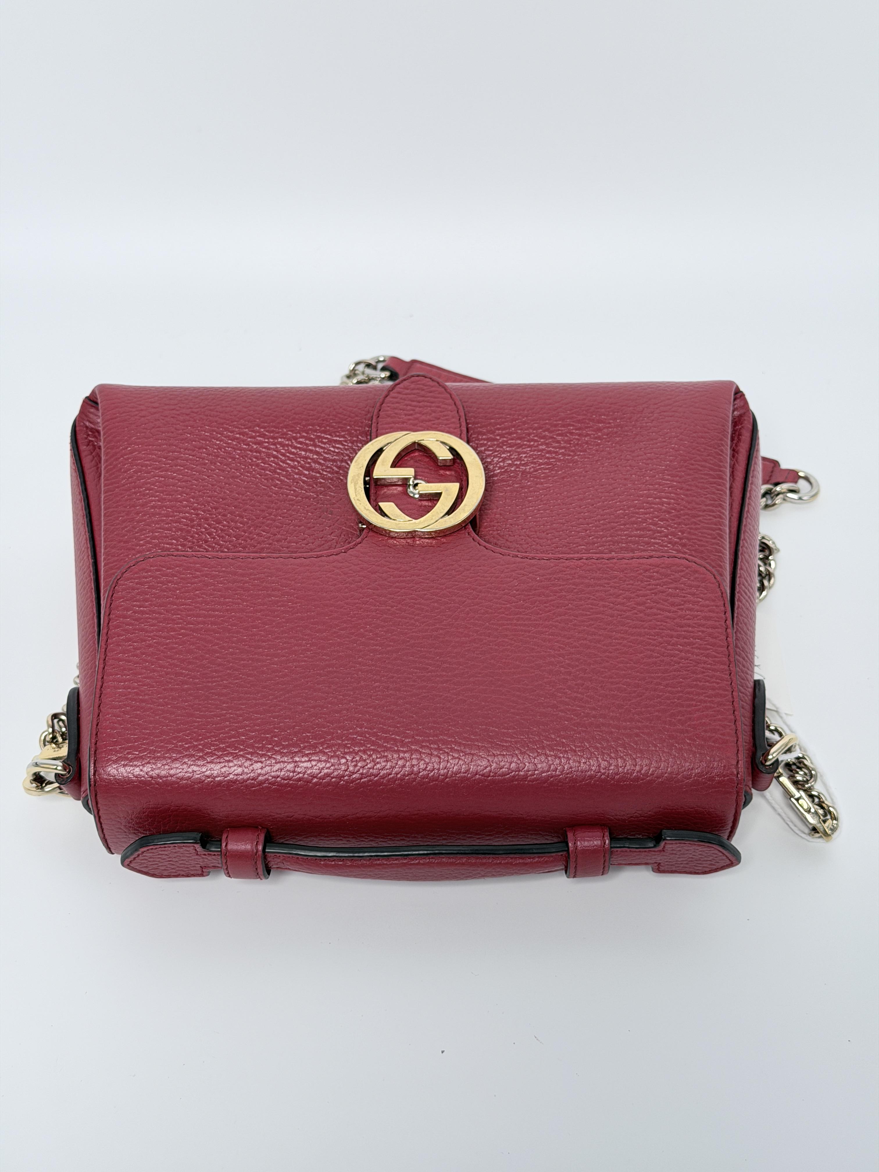 Pre-owned GUCCI Leather Shoulder Bags authentic Interlocking G top handle shoulder bag JX312GG