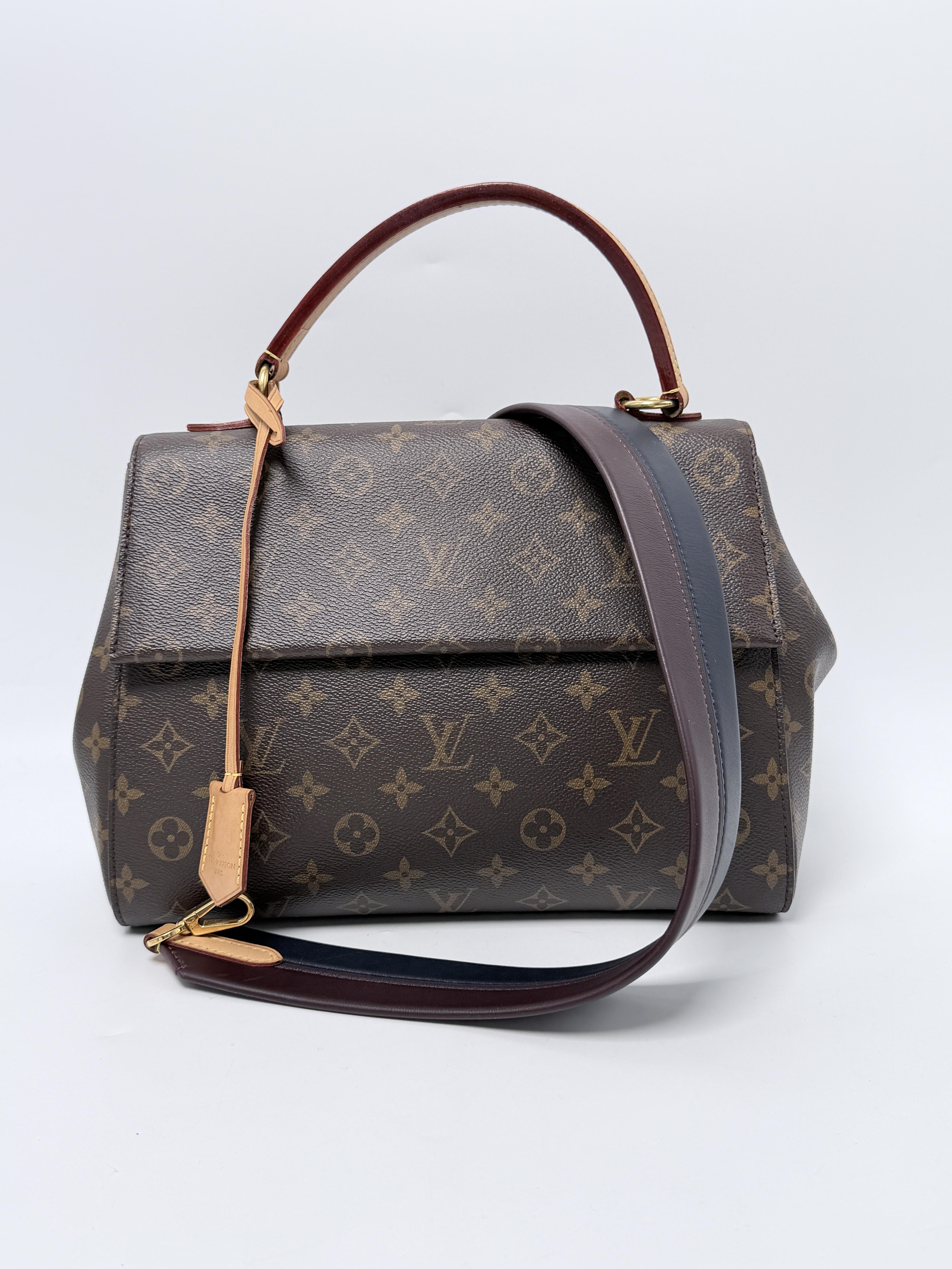 Cluny MM Monogram Bordeaux Blue Top Handle Shoulder Bag JD1387LV