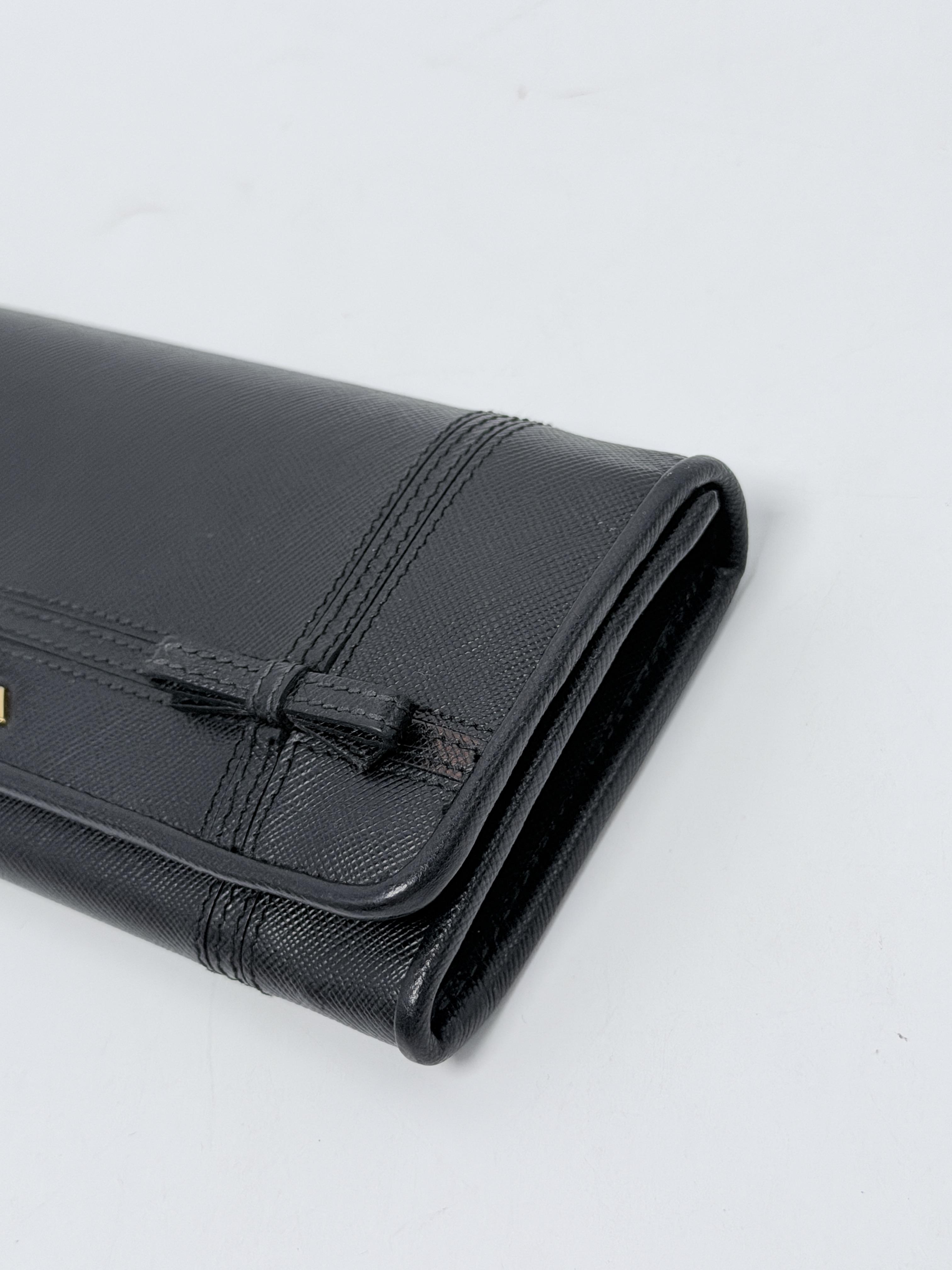 Nero Black Saffiano Bow Continental Long Wallet JD1043PR