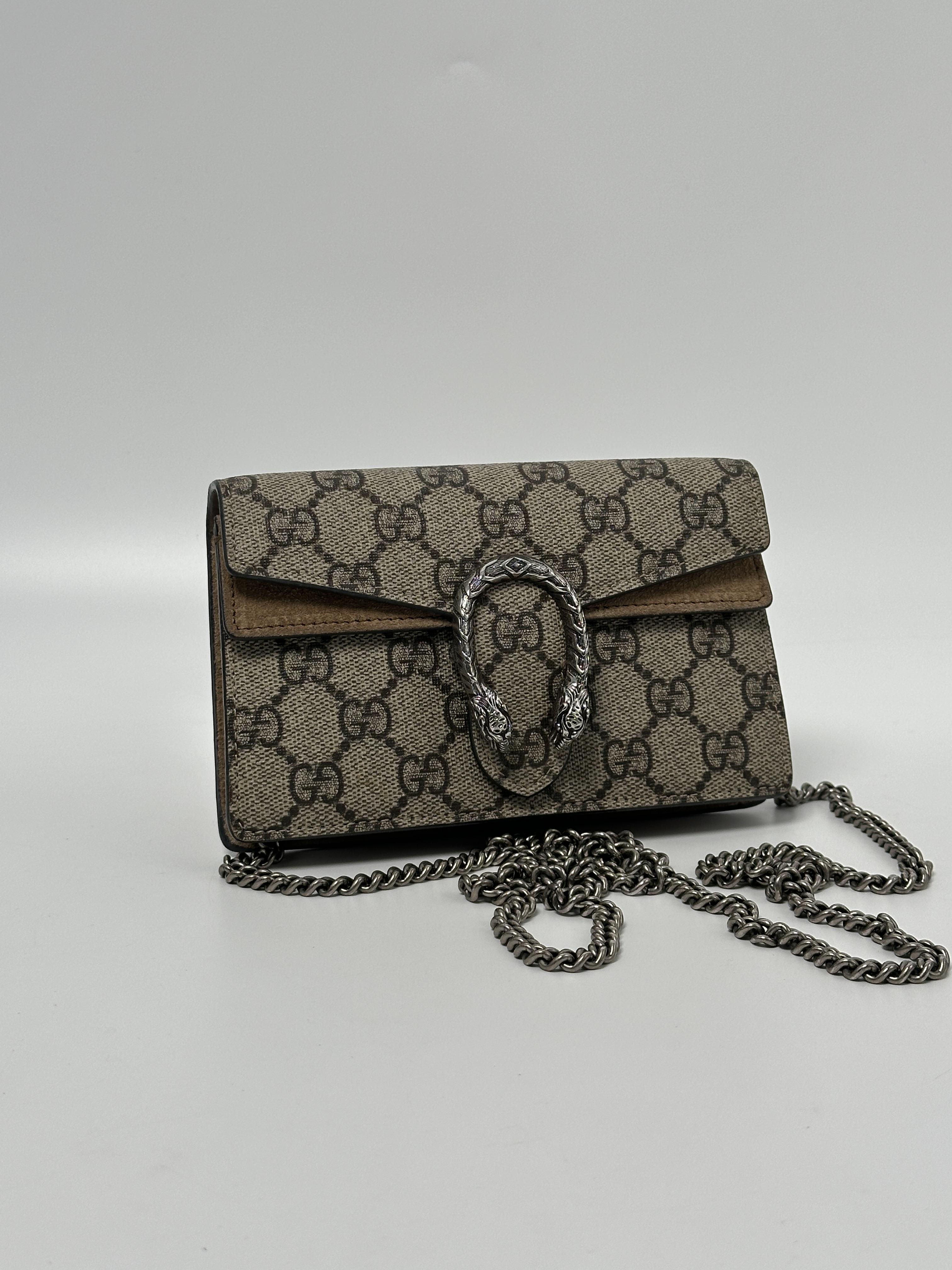Pre-owned GUCCI Canvas Crossbody Bags Dionysus GG Supreme Super Mini Chain Crossbody Bag JD788GG