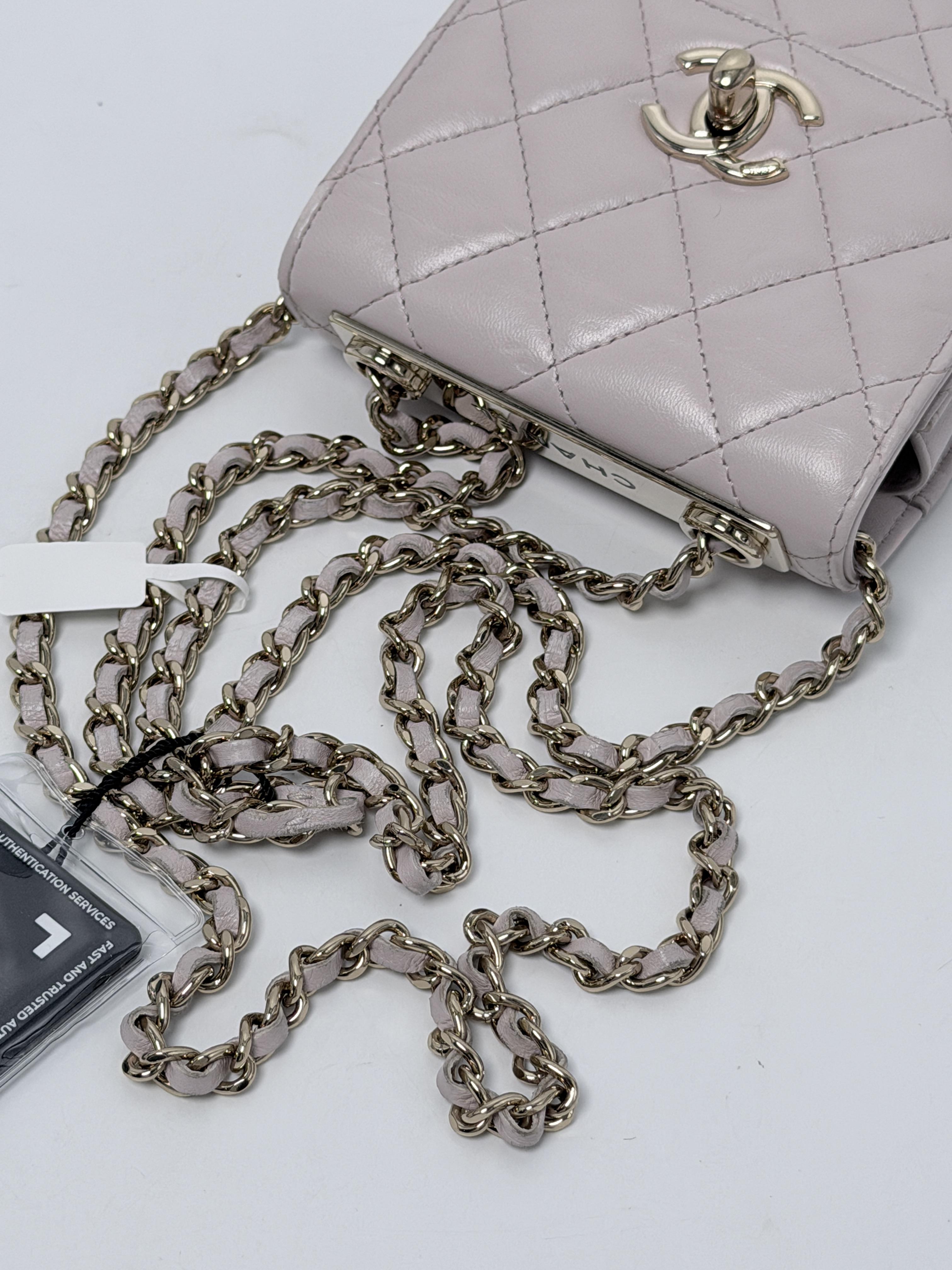 Lilas Lambskin Quilted Mini Trendy CC Clutch with Chain JA1286CC