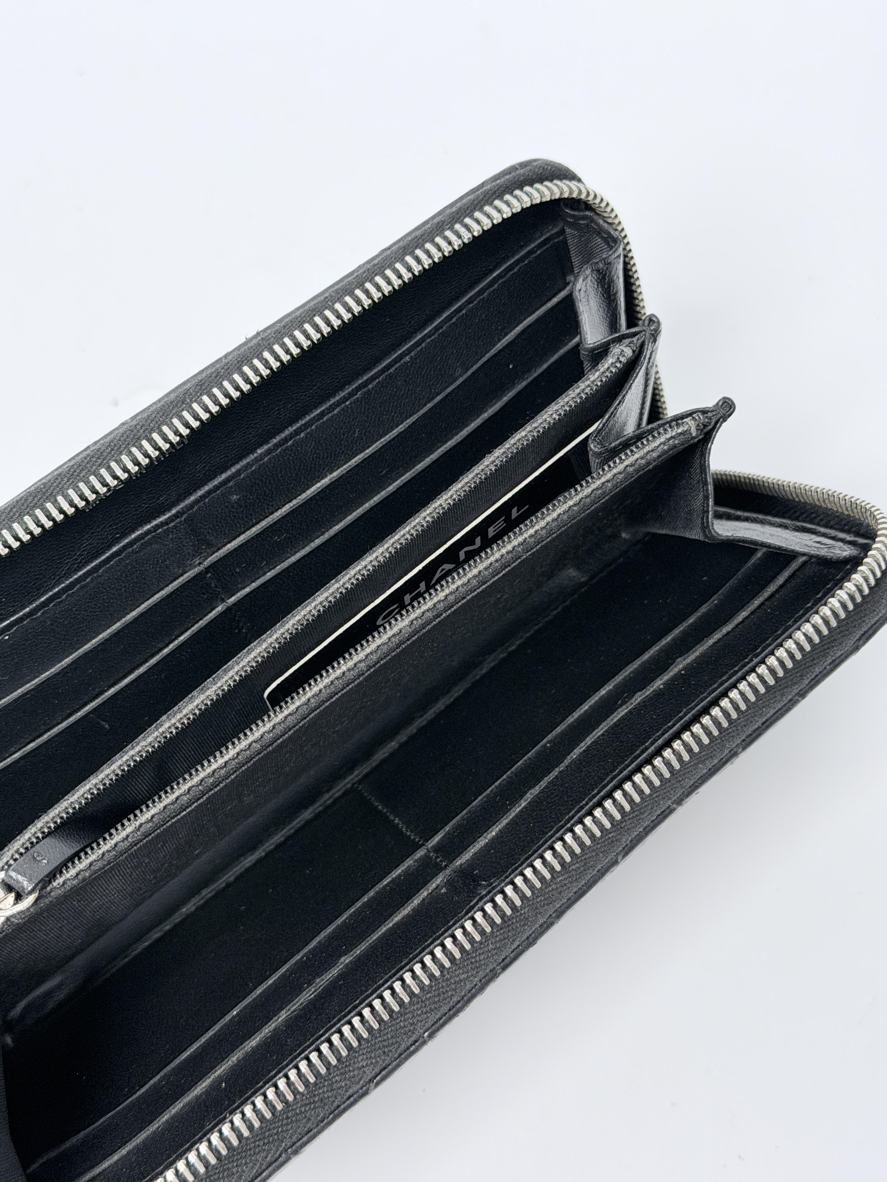 Cambon Line Quilted Zip Around Long Wallet Black JE687CC