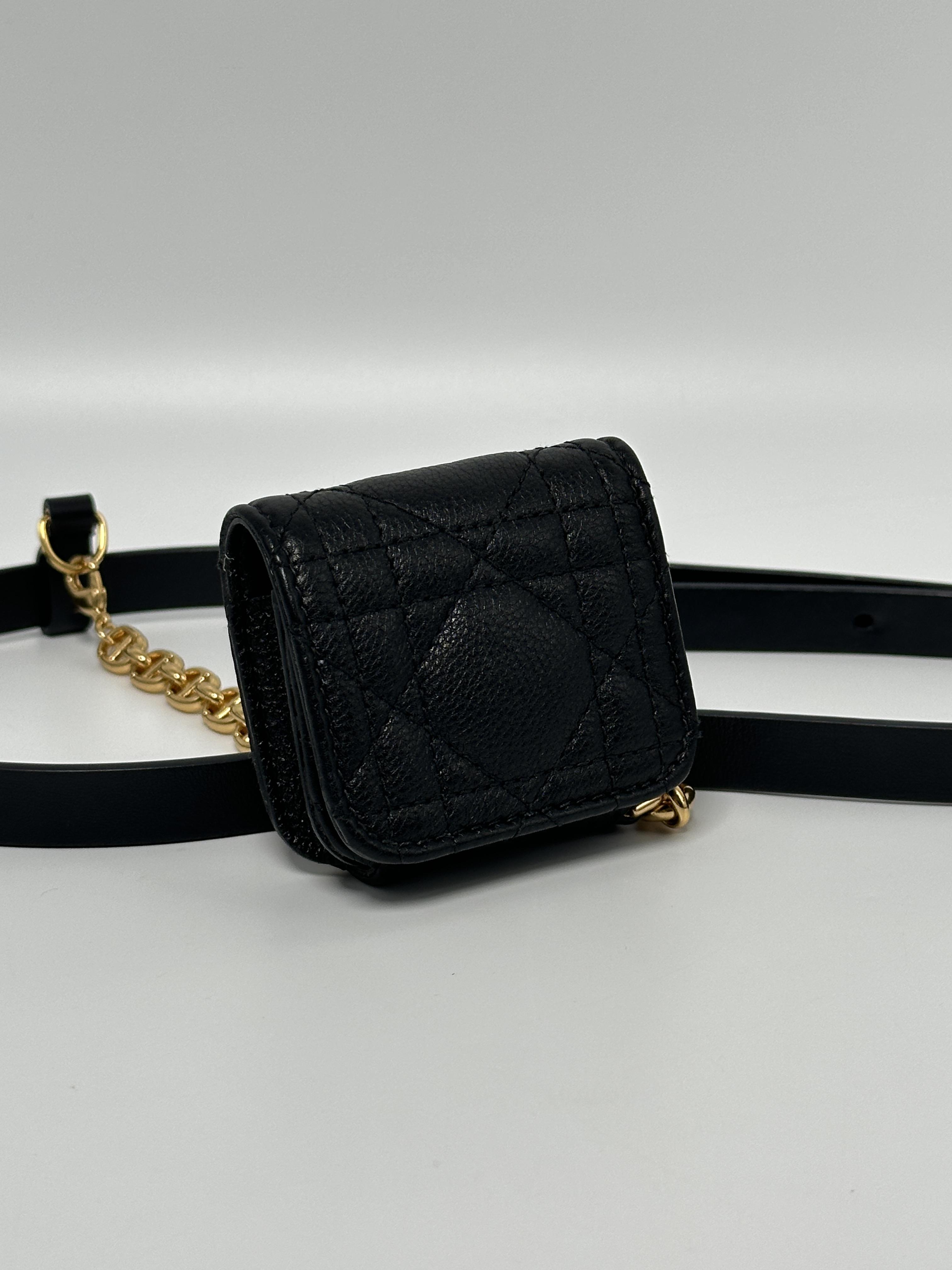 Pre-owned Dior leather Belt Bags Christian Black Belt Pouch JD809DR