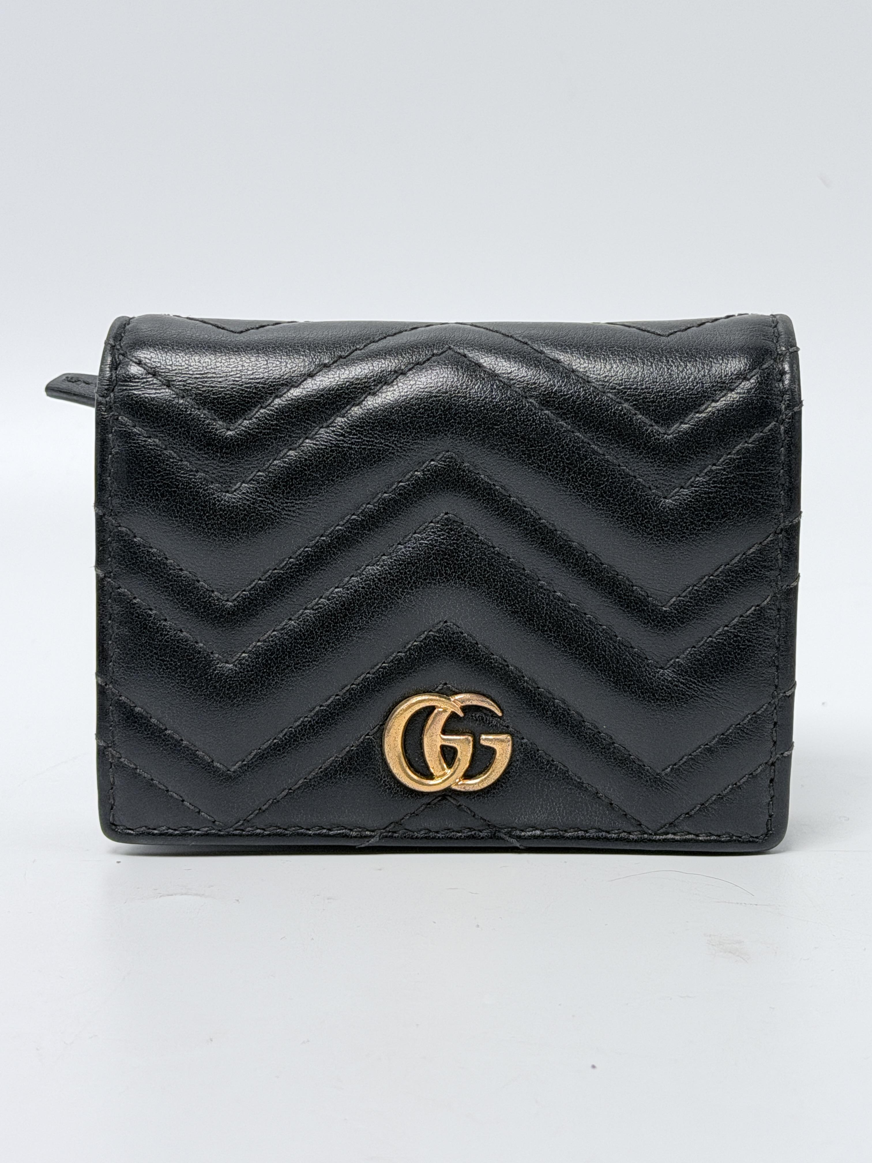 GG Marmont Matelasse Chevron Card Case Compact Wallet JD1529GG