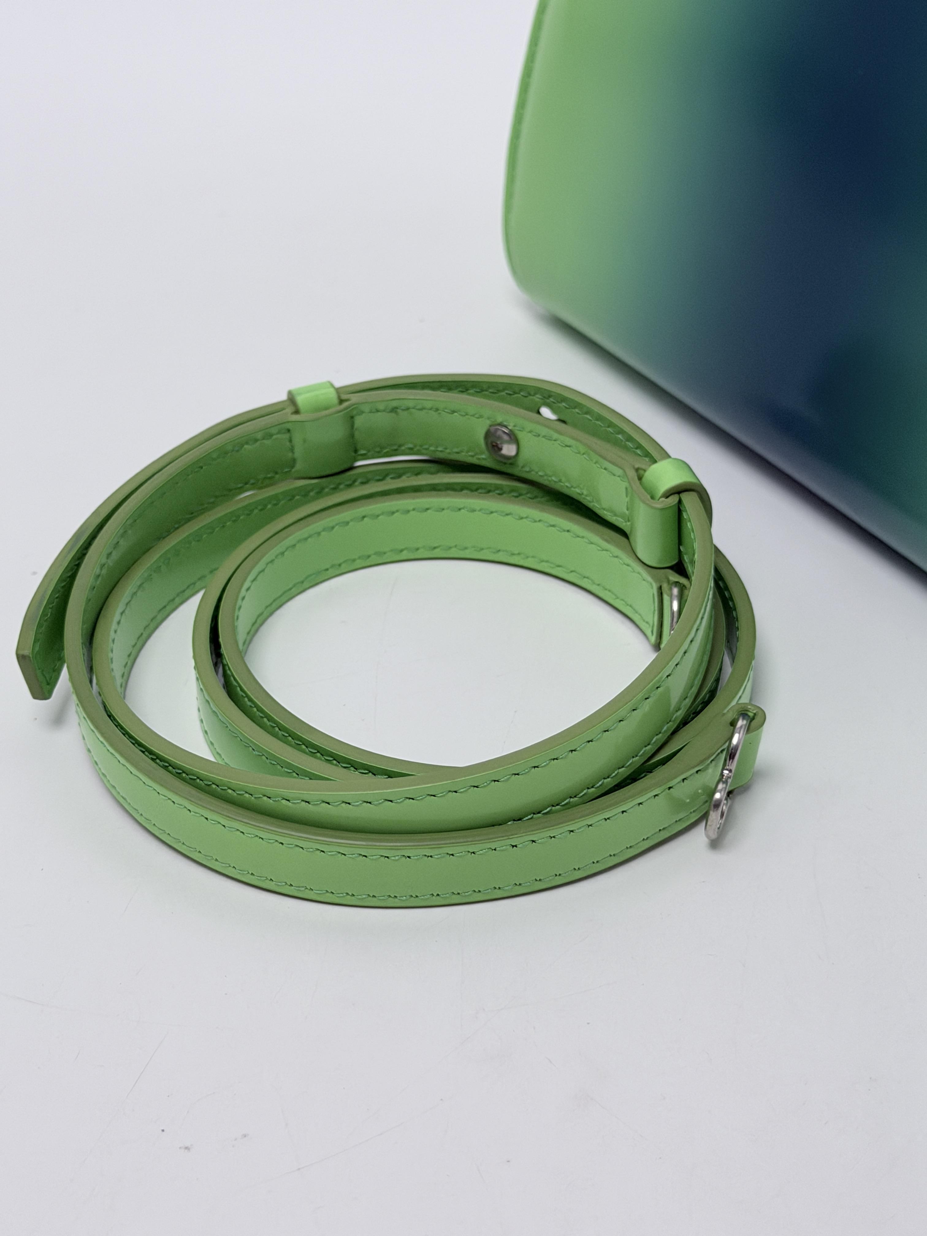 Ferragamo Wanda Micro Ombre Airbrushed Calfskin Shoulder Bag Green Blue JD1511FG