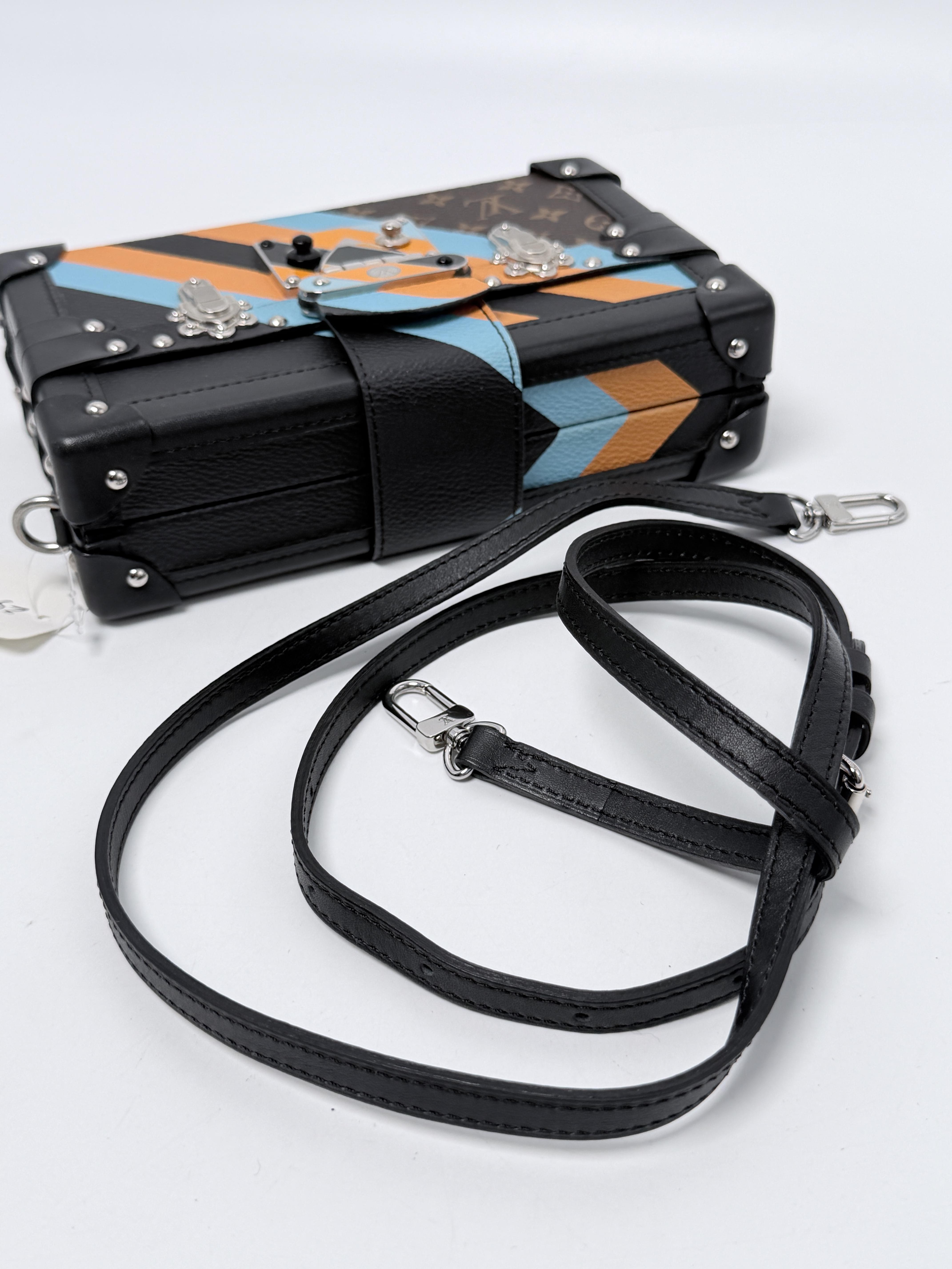 Monogram Limited Edition Multicolor Stripe Petite Malle Trunk Bag Silver Hardware ZS103LV