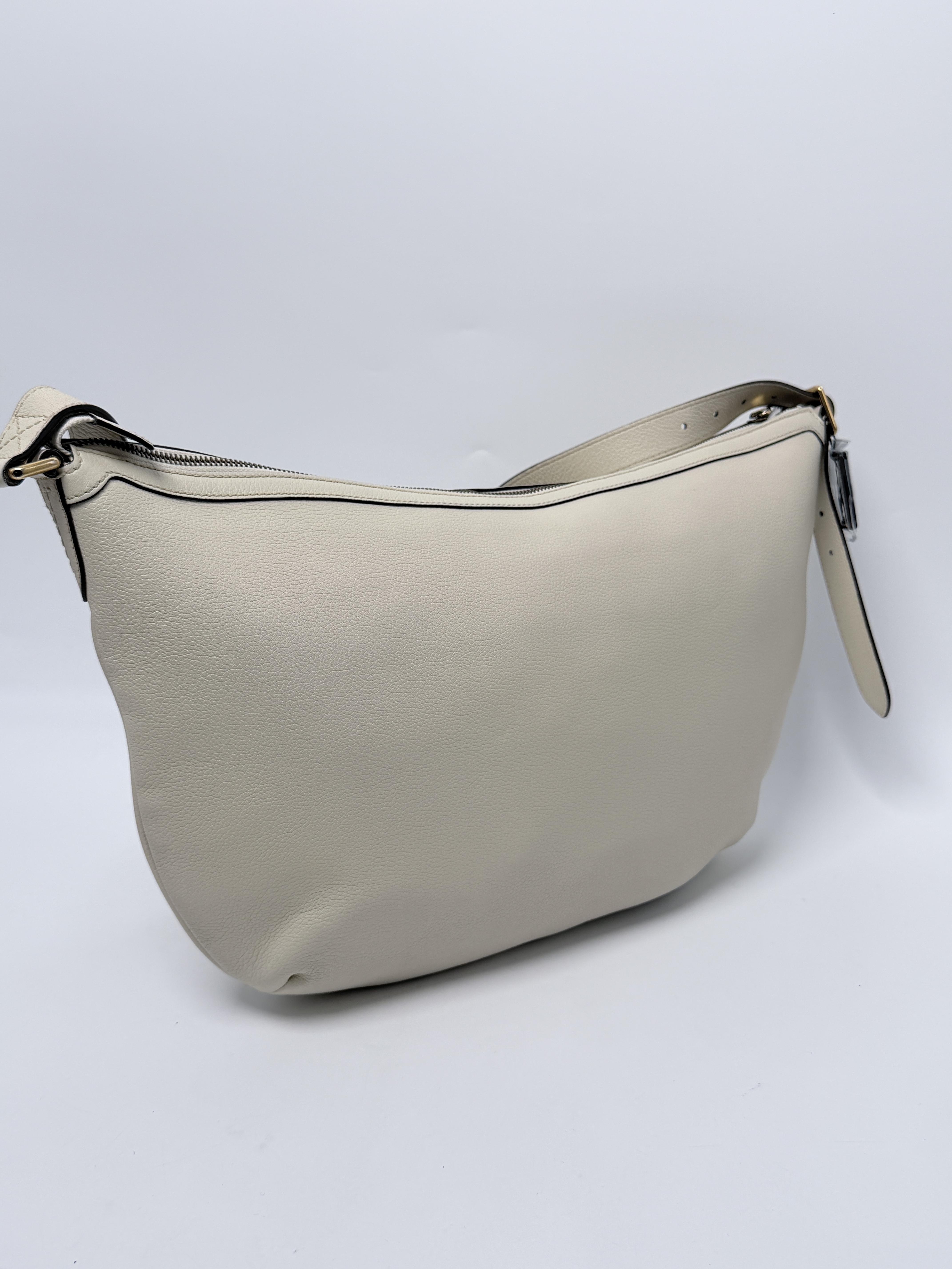 Vintage Logo Print Grained Half Moon Hobo Bag White JD1478GG