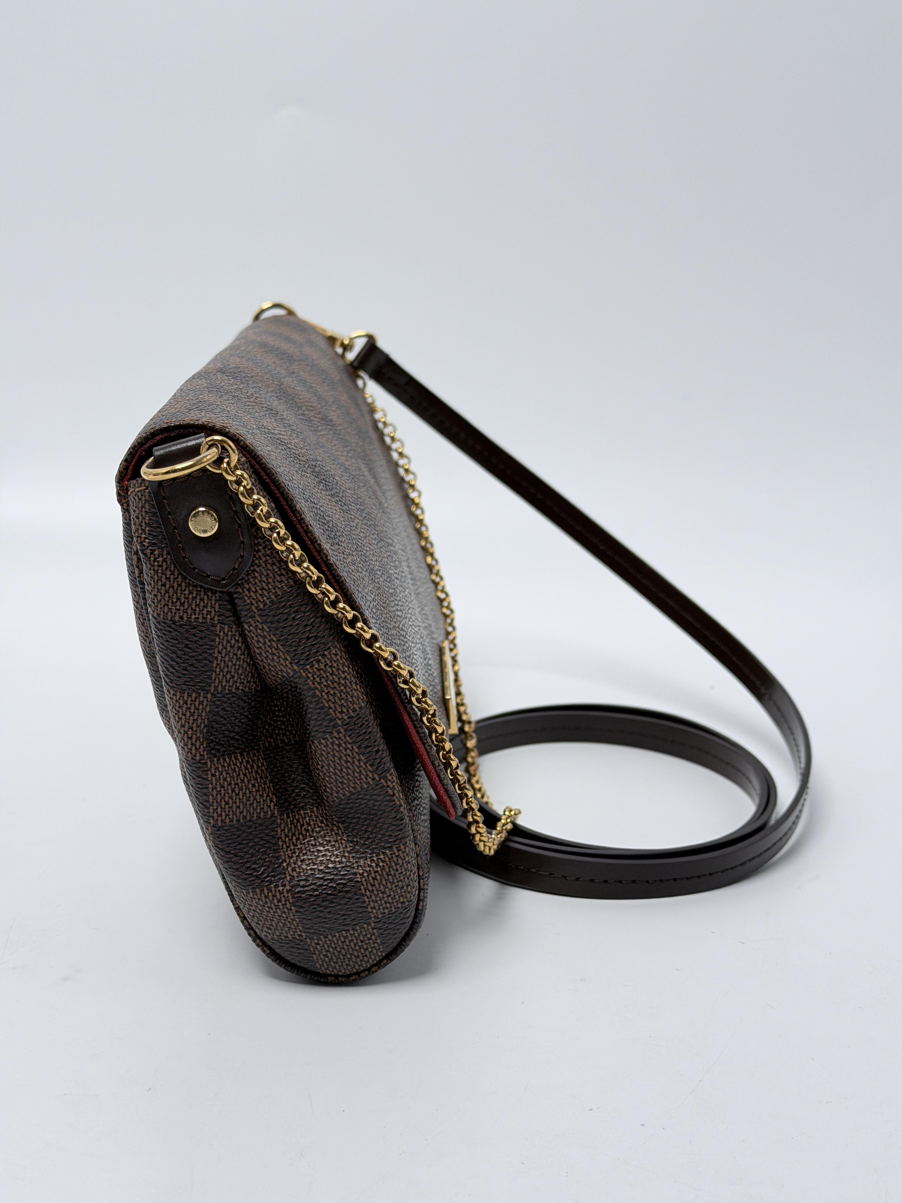 Favorite PM Damier Ebene Chain Crossbody Clutch Bag P073LV
