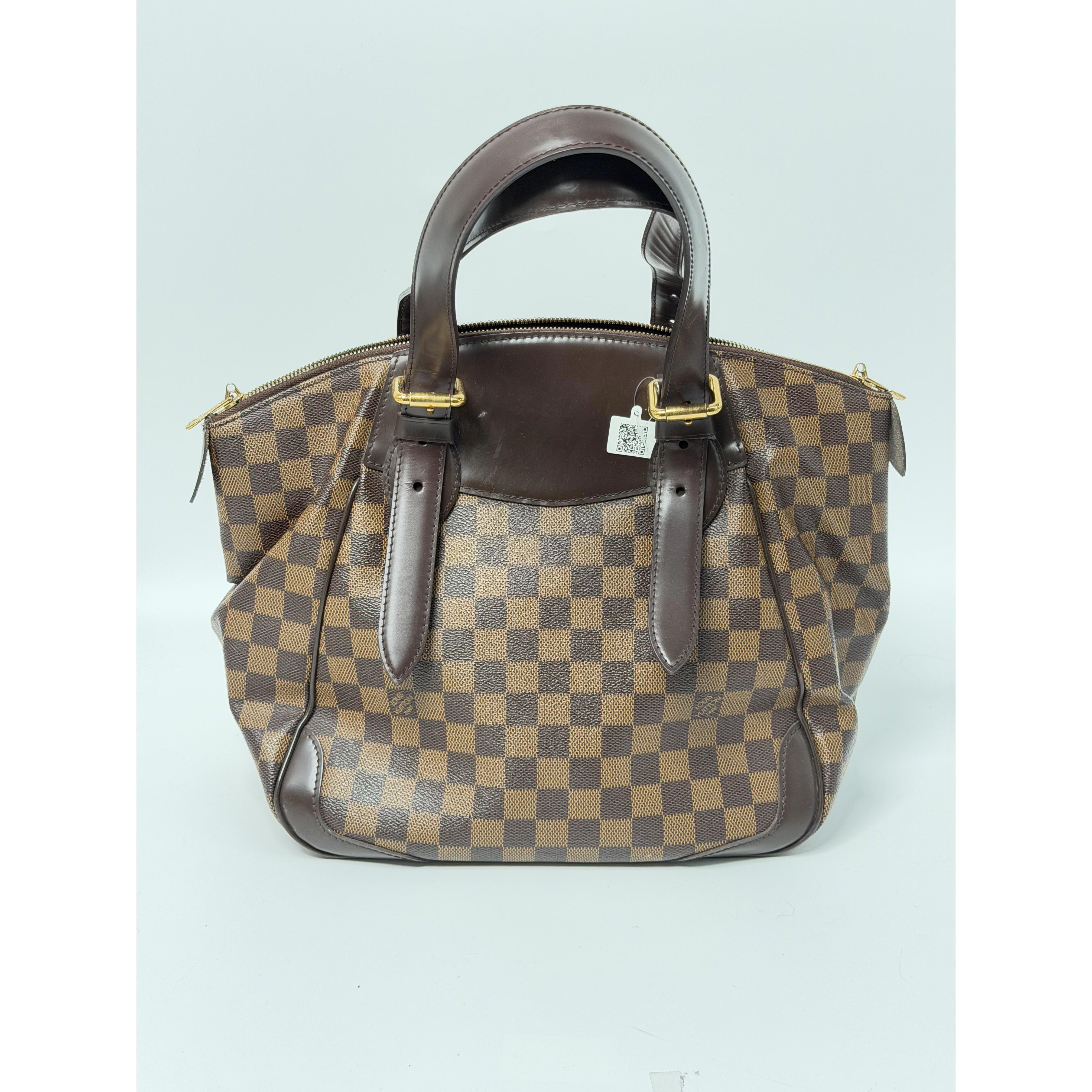Pre-owned Louis Vuitton coated canvas Shoulder Bags Verona Damier Ebene Shoulder Bag Brown JA404LV