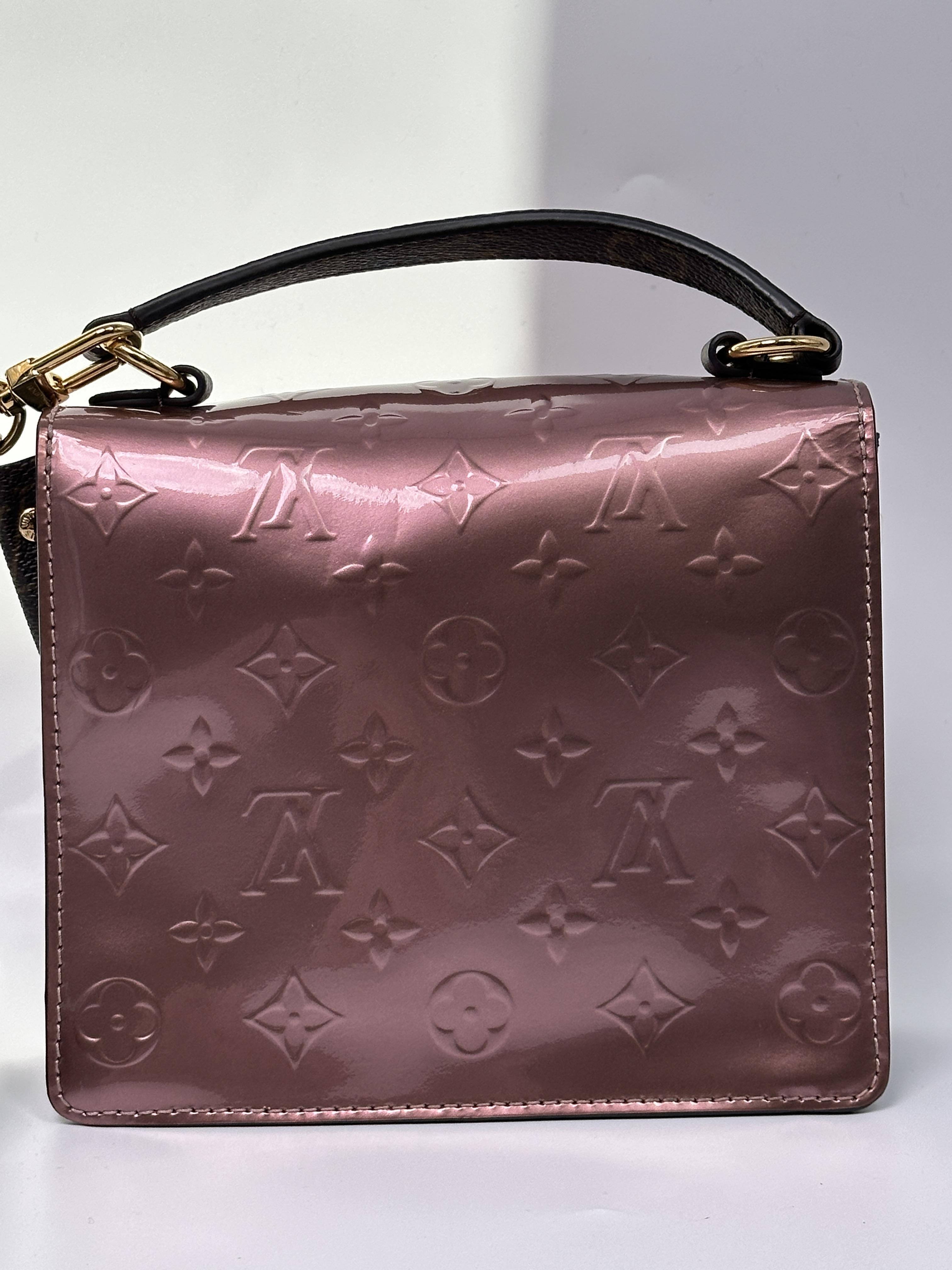 Pre-owned Louis Vuitton leather Crossbody Bags Spring Street Monogram Vernis Top Handle / Crossbody Bag HB018LV