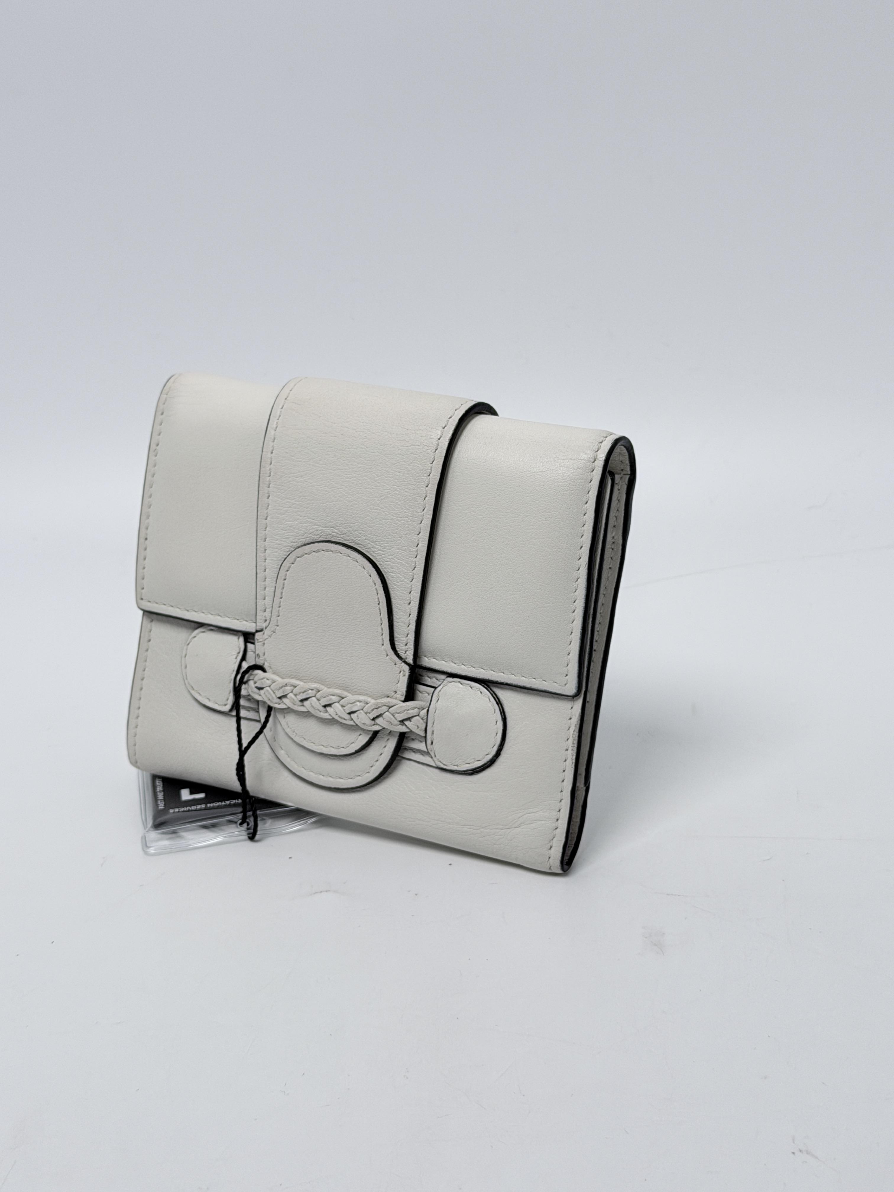 Garavani Histoire Braided Trifold Compact Wallet White JD1599VL
