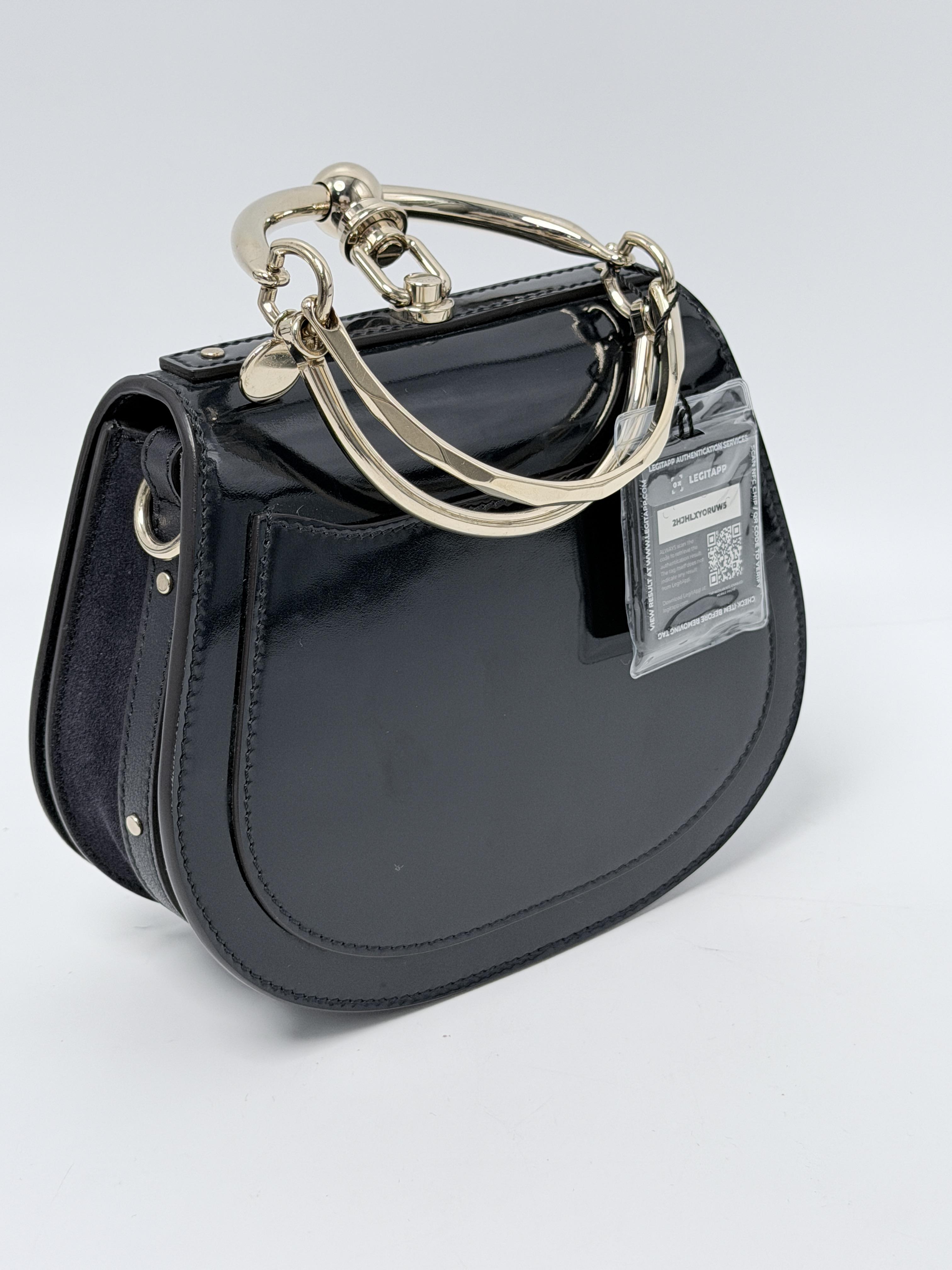 Nile Small Bracelet Bag Black Smooth Gold Ring Crossbody JD1441CHL
