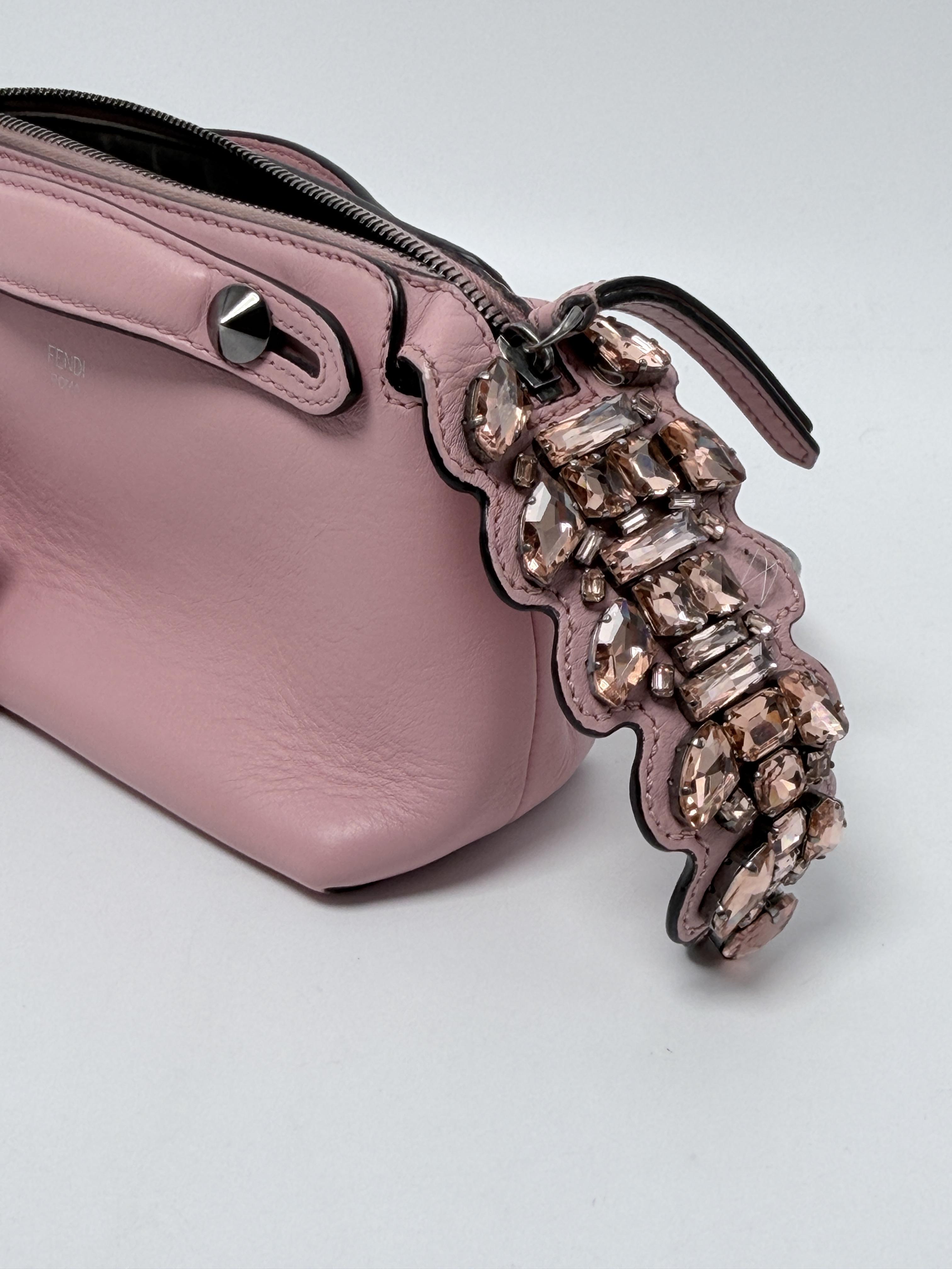 Pink Calfskin Crystal "Croc Tail" Mini By The Way Crossbody Bag Handle Shoulder Handbag JD135FD
