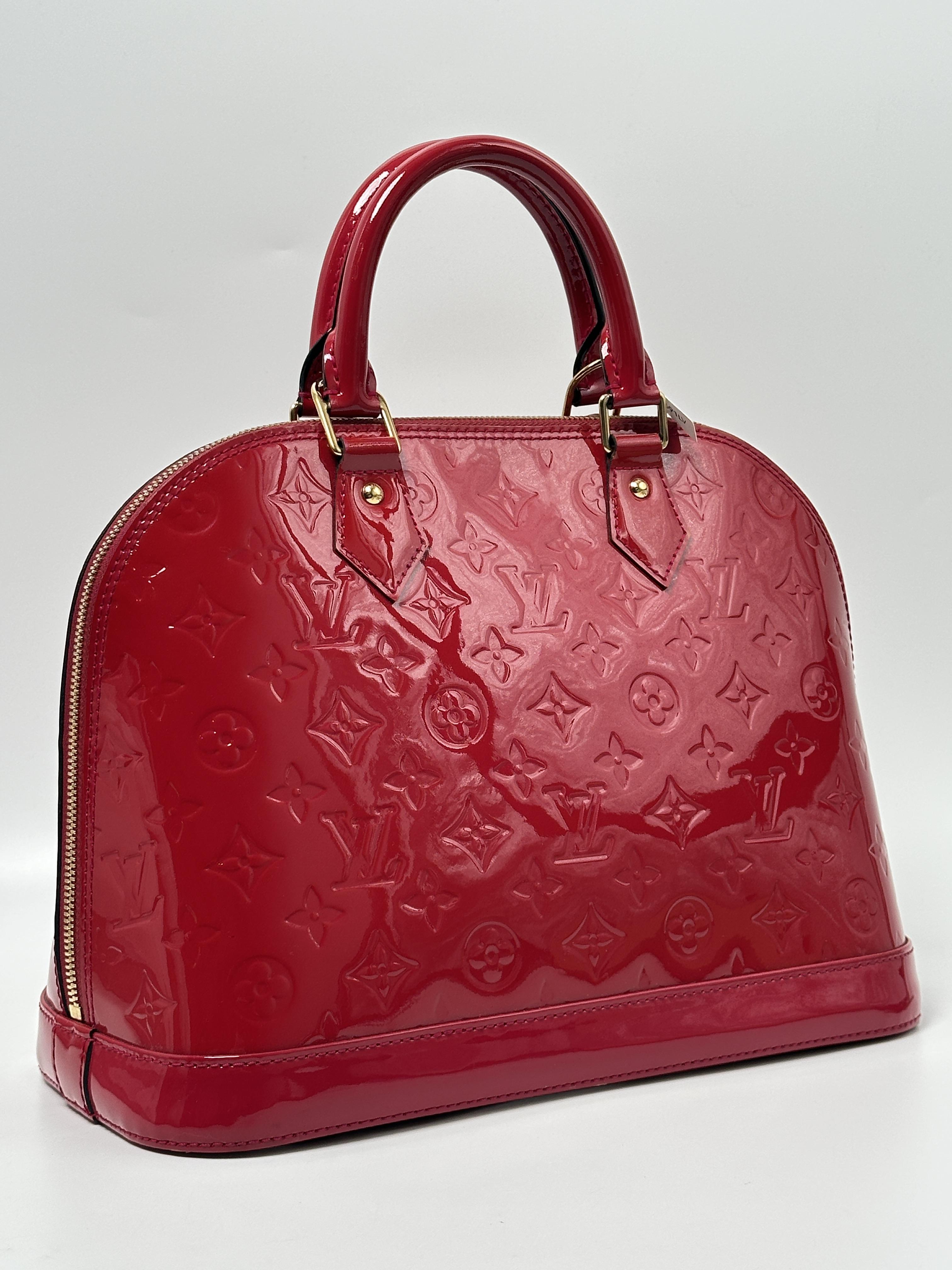 Red Monogram Vernis Alma PM Top Handle Bag JA691LV