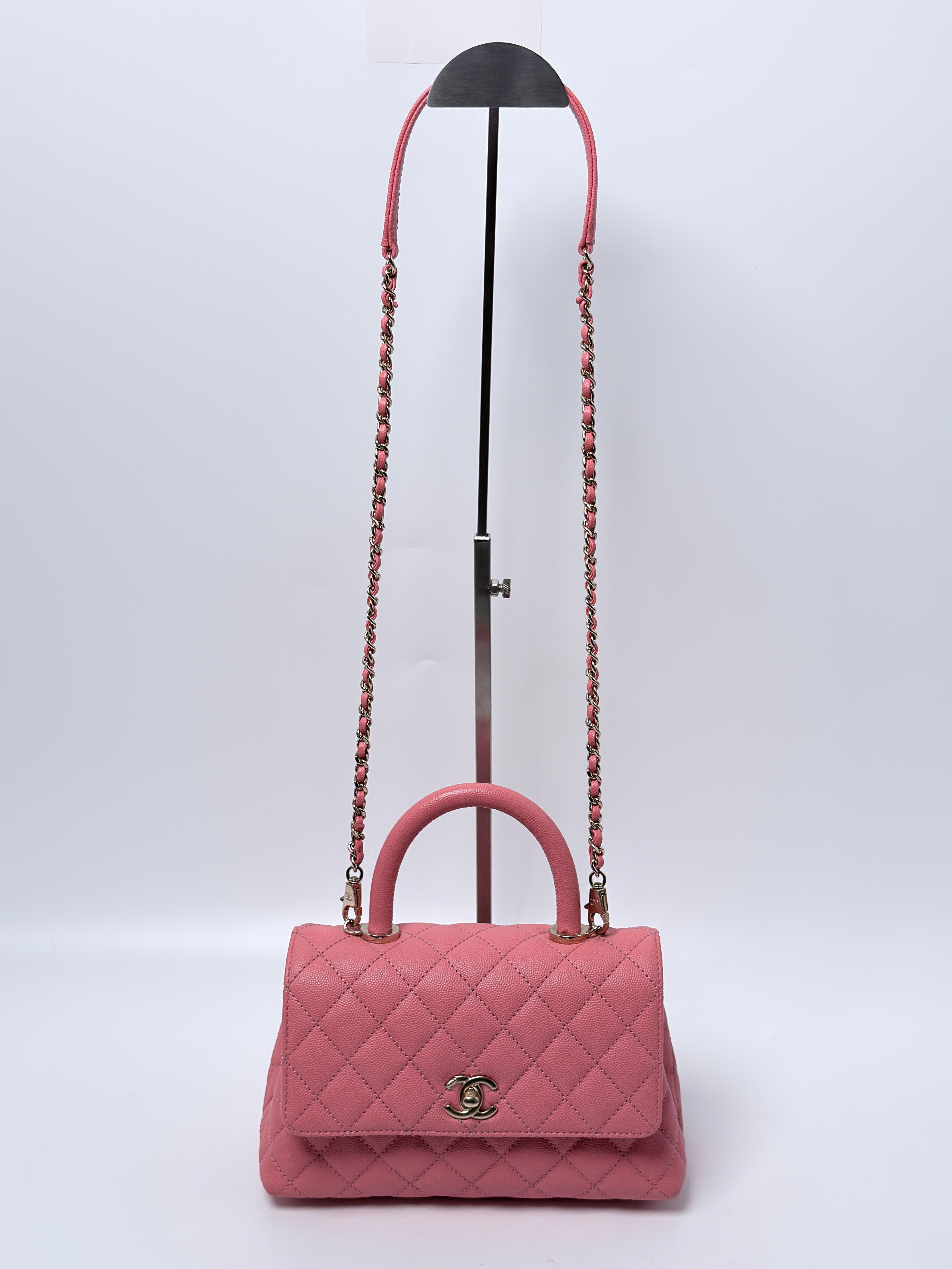 Coco Small Pink Caviar Crossbody Bag Handle Handbag ZS075CC