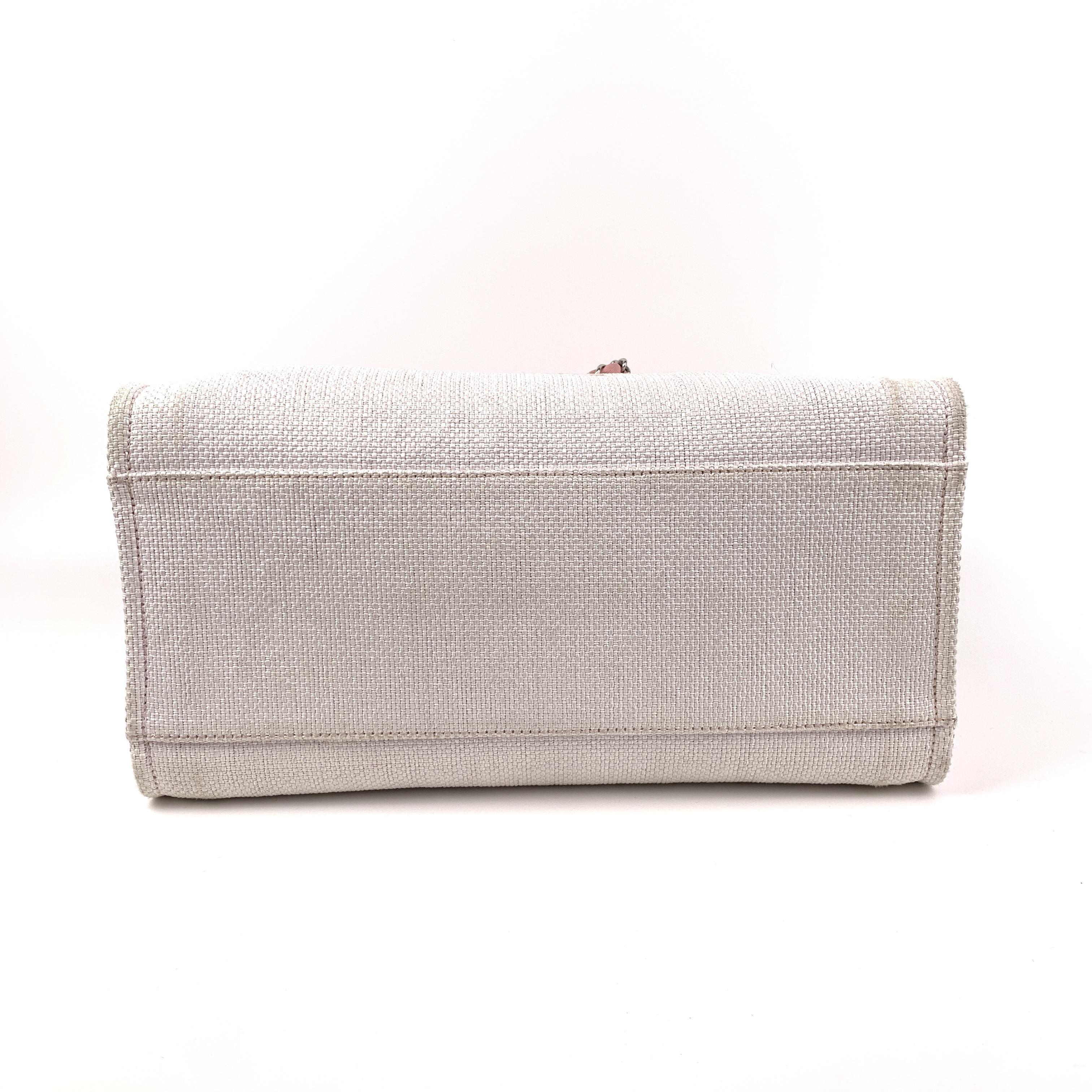 Deauville Large Tote Bag White & Pink Canvas, Handheld & Shoulder Bag,Sku:SH67 2016
