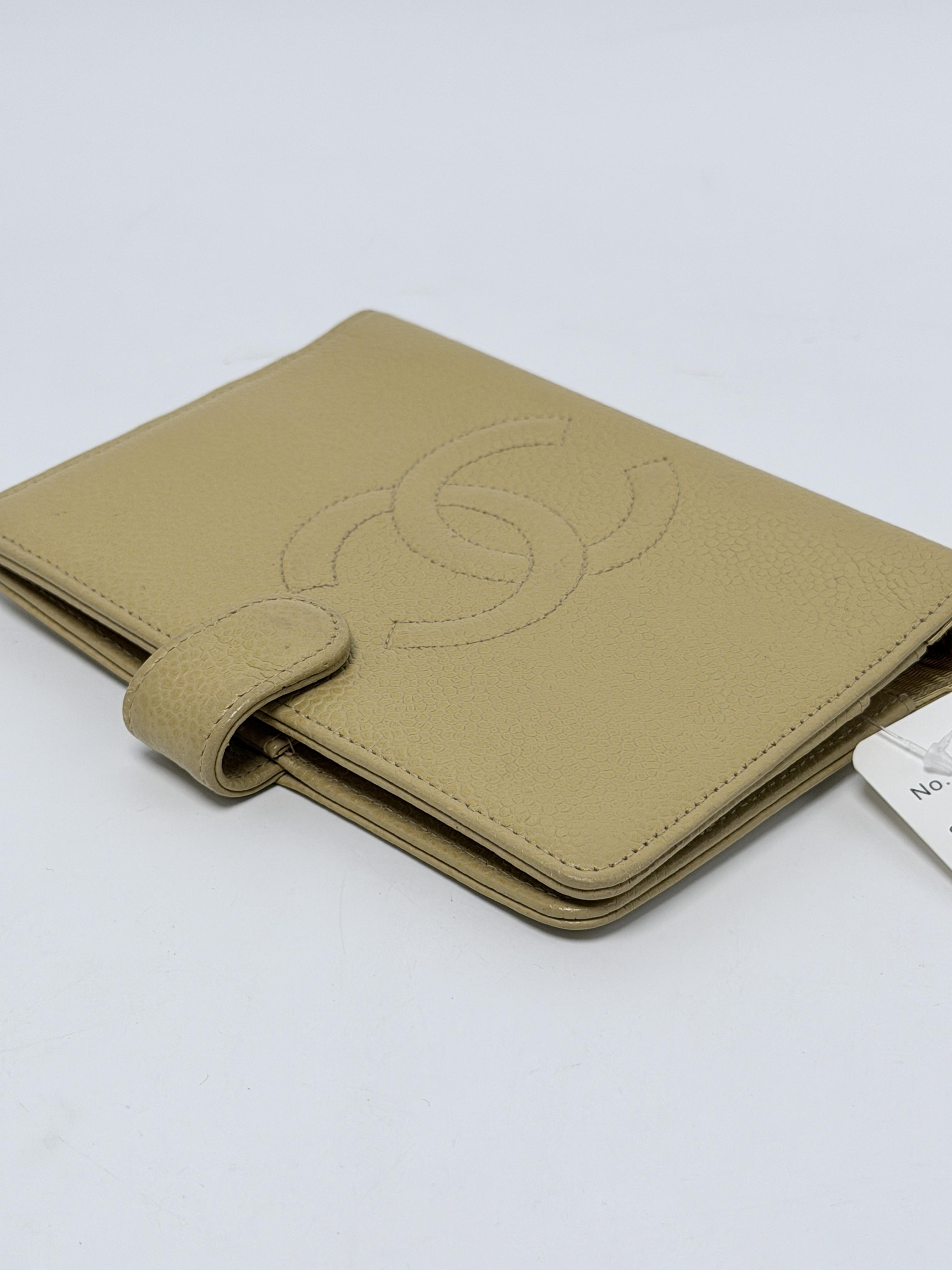 Caviar Timeless CC 6 Ring Agenda Planner Cover Beige Tan XU024CC