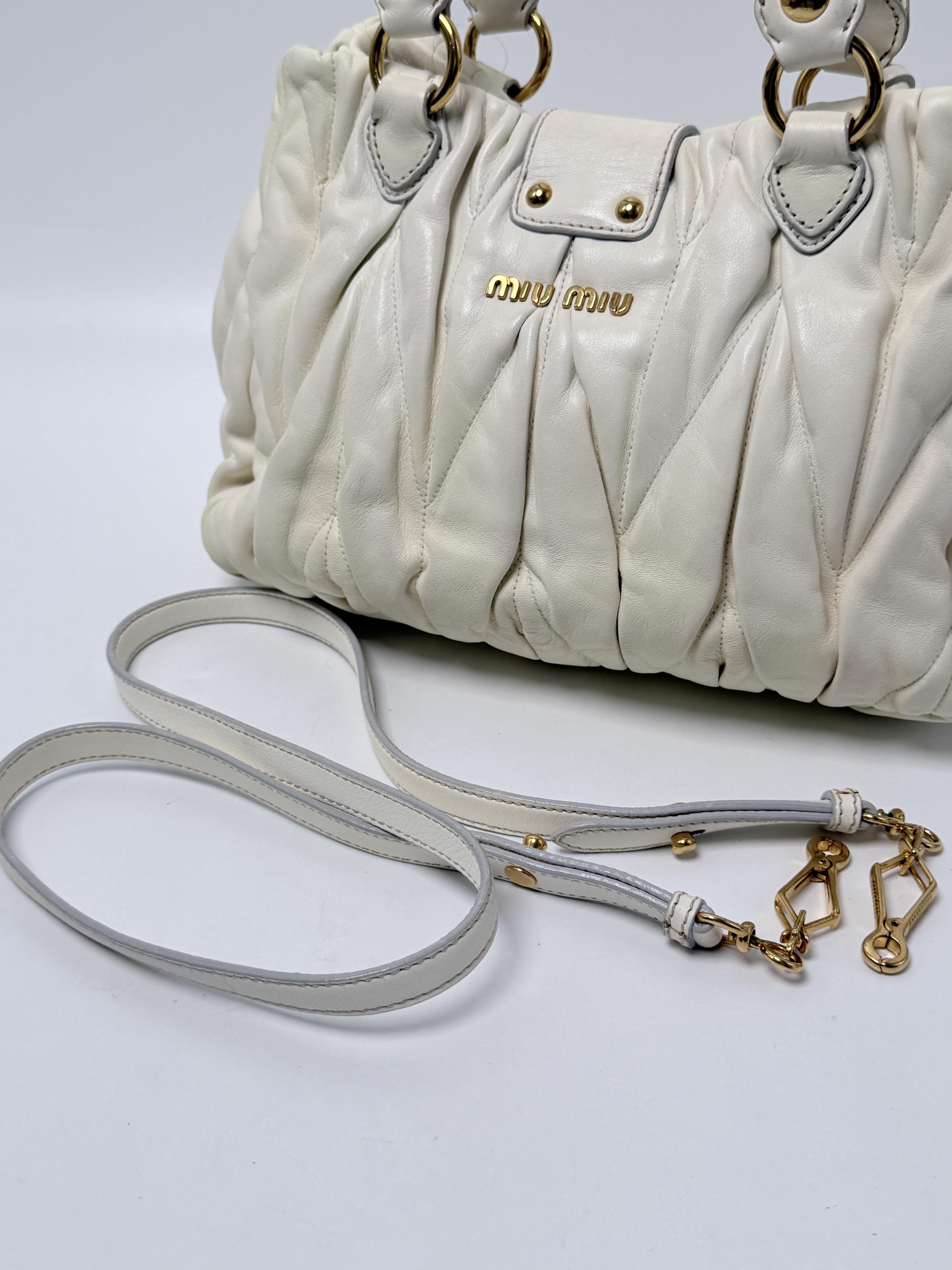 Matelasse Shoulder Bag Cream Braided Hobo Handbag JP004MM