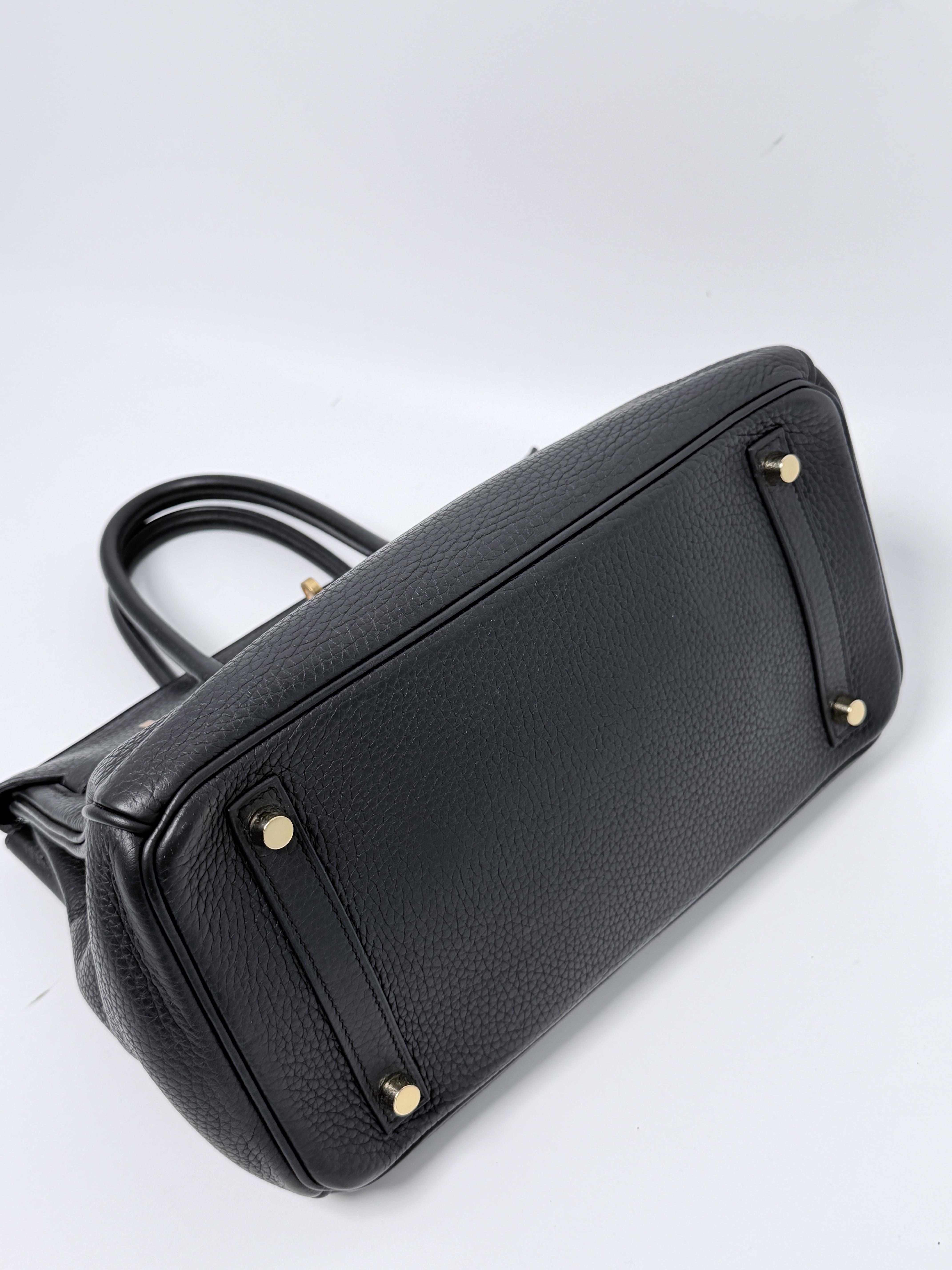 Togo Birkin 30 Black Top Handle Handbag Shoulder Tote Bag Gold Hardware FJ001HM