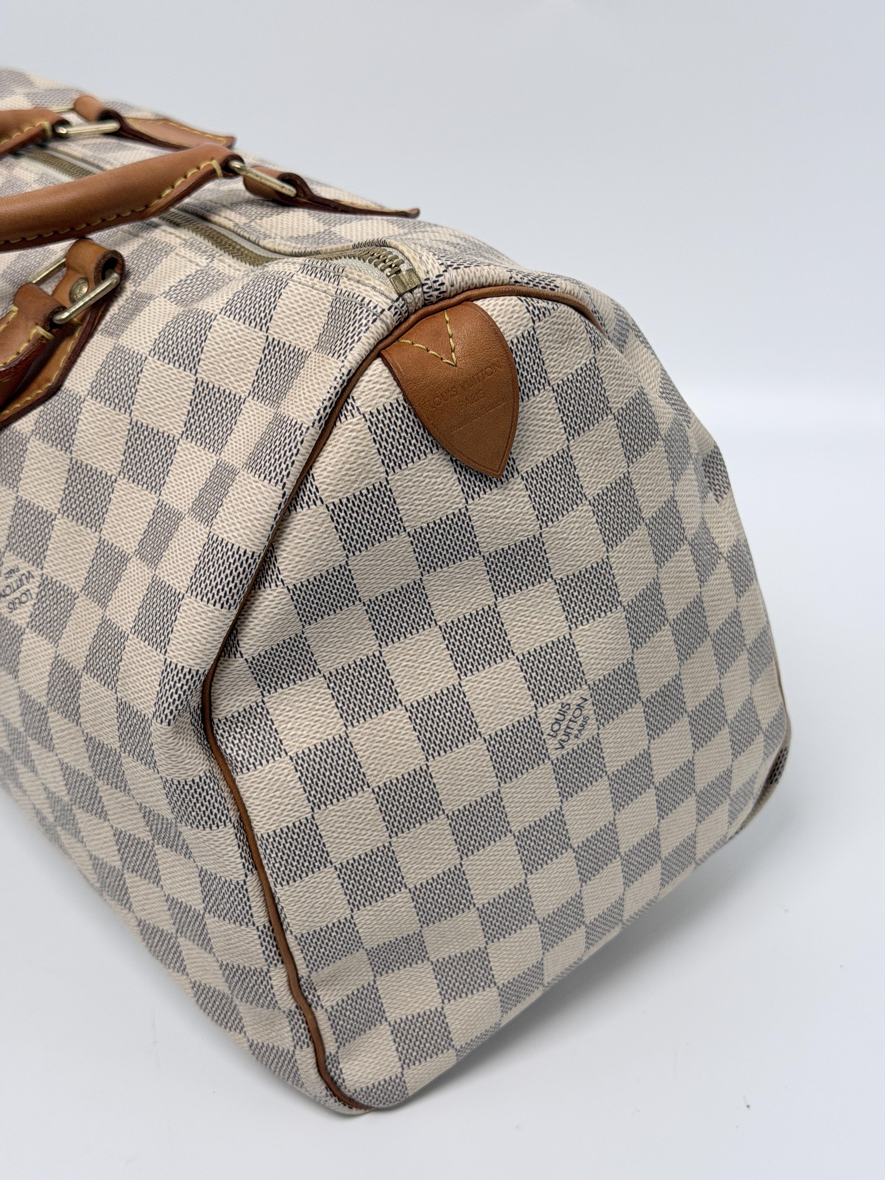 Damier Azur Speedy 35 Top Handle Bag Shoulder Handbag JE542LV